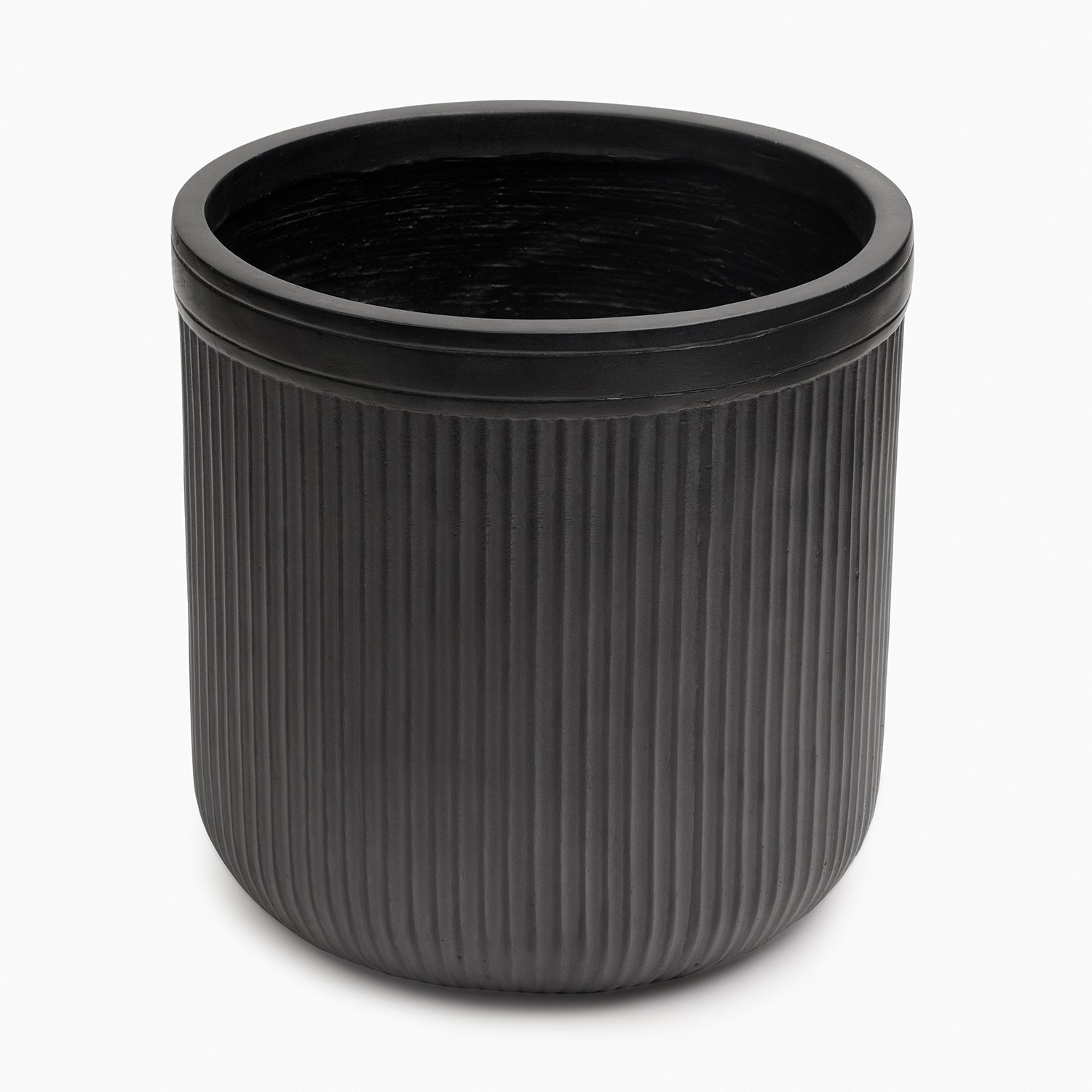 Black Polyfibre Ribbed Pot - Large