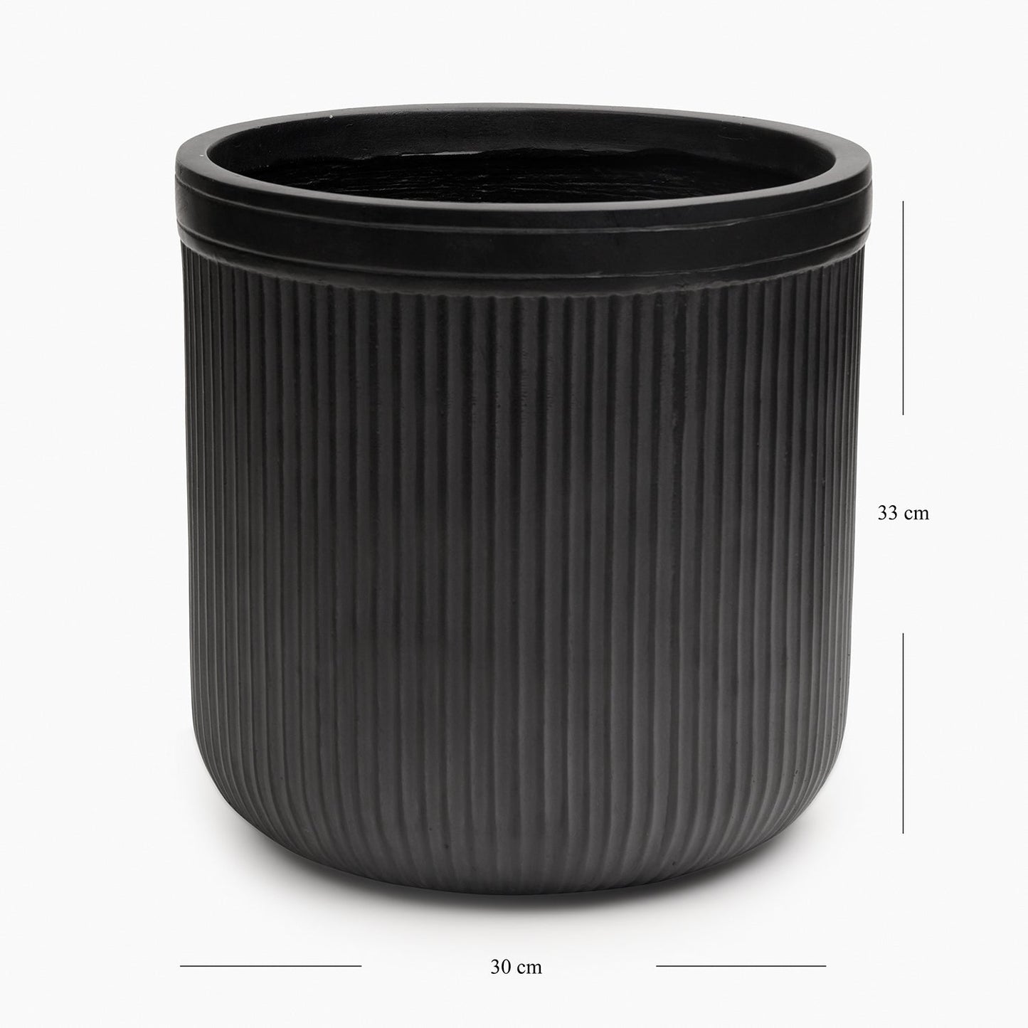 Black Polyfibre Ribbed Pot - Large