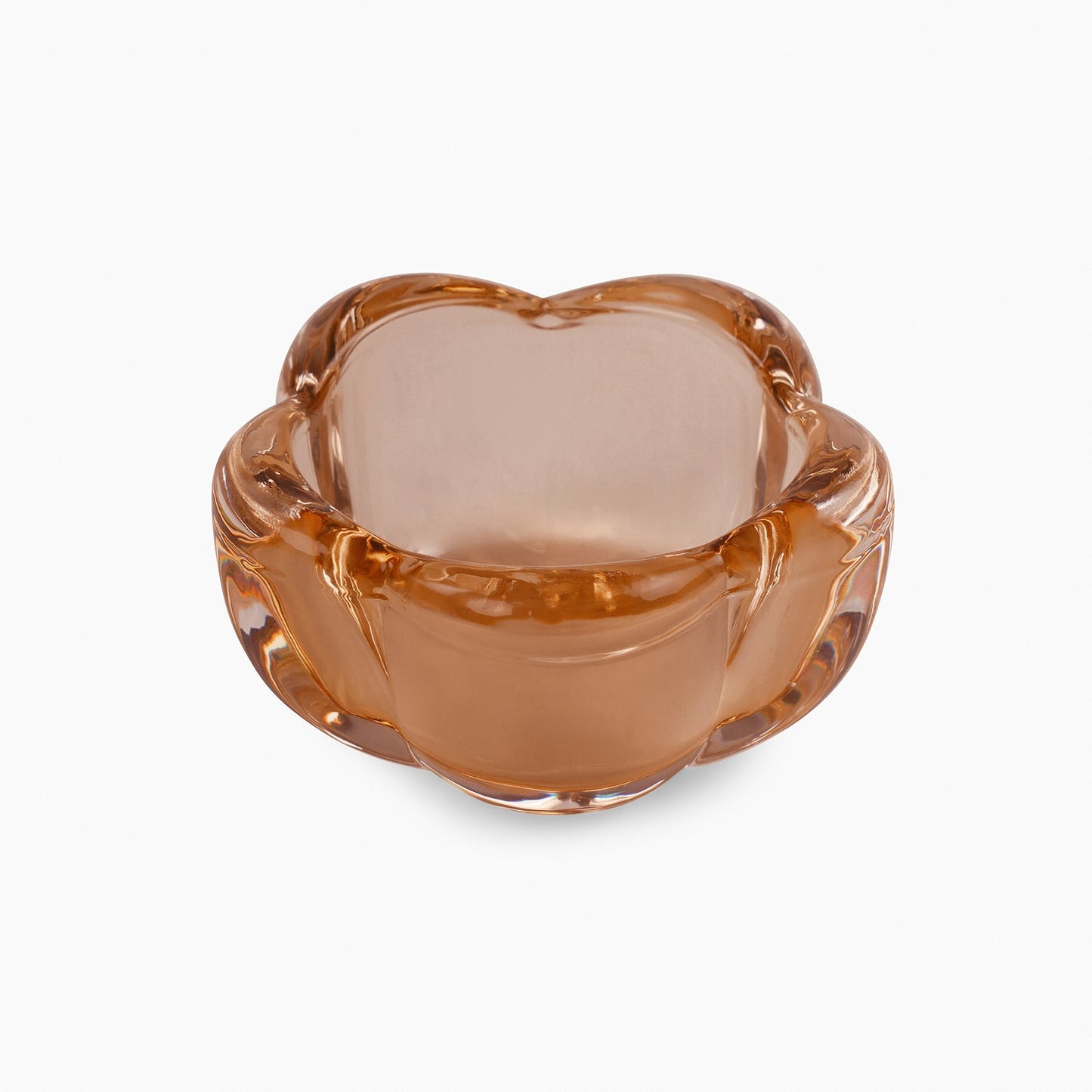 Set of 4 Dark Amber Glass Flower Shaped Tealight Holders