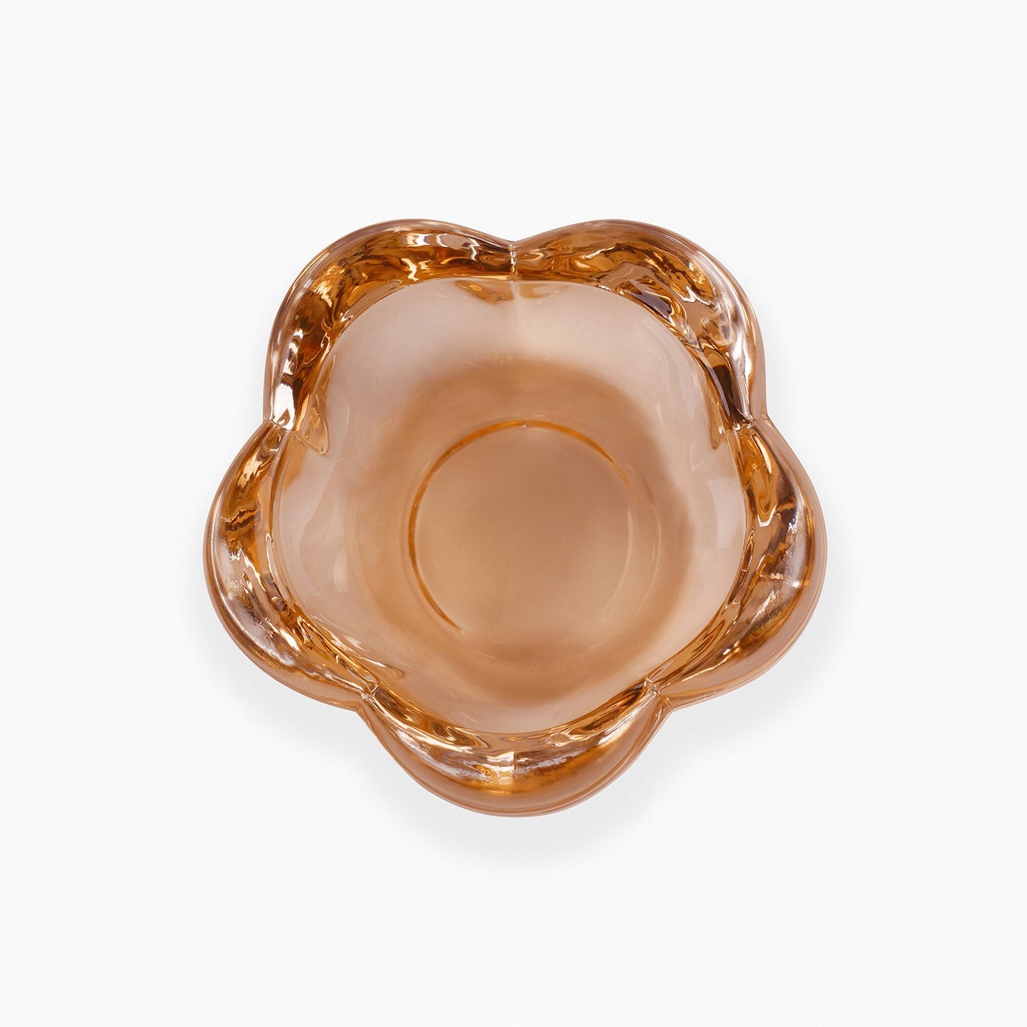 Set of 4 Dark Amber Glass Flower Shaped Tealight Holders