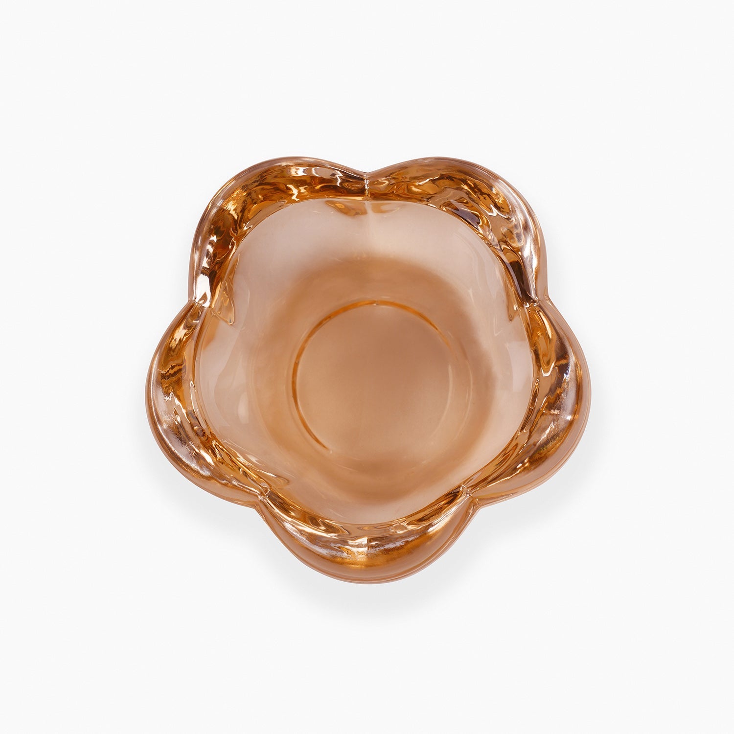 Set of 4 Dark Amber Glass Flower Shaped Tealight Holders