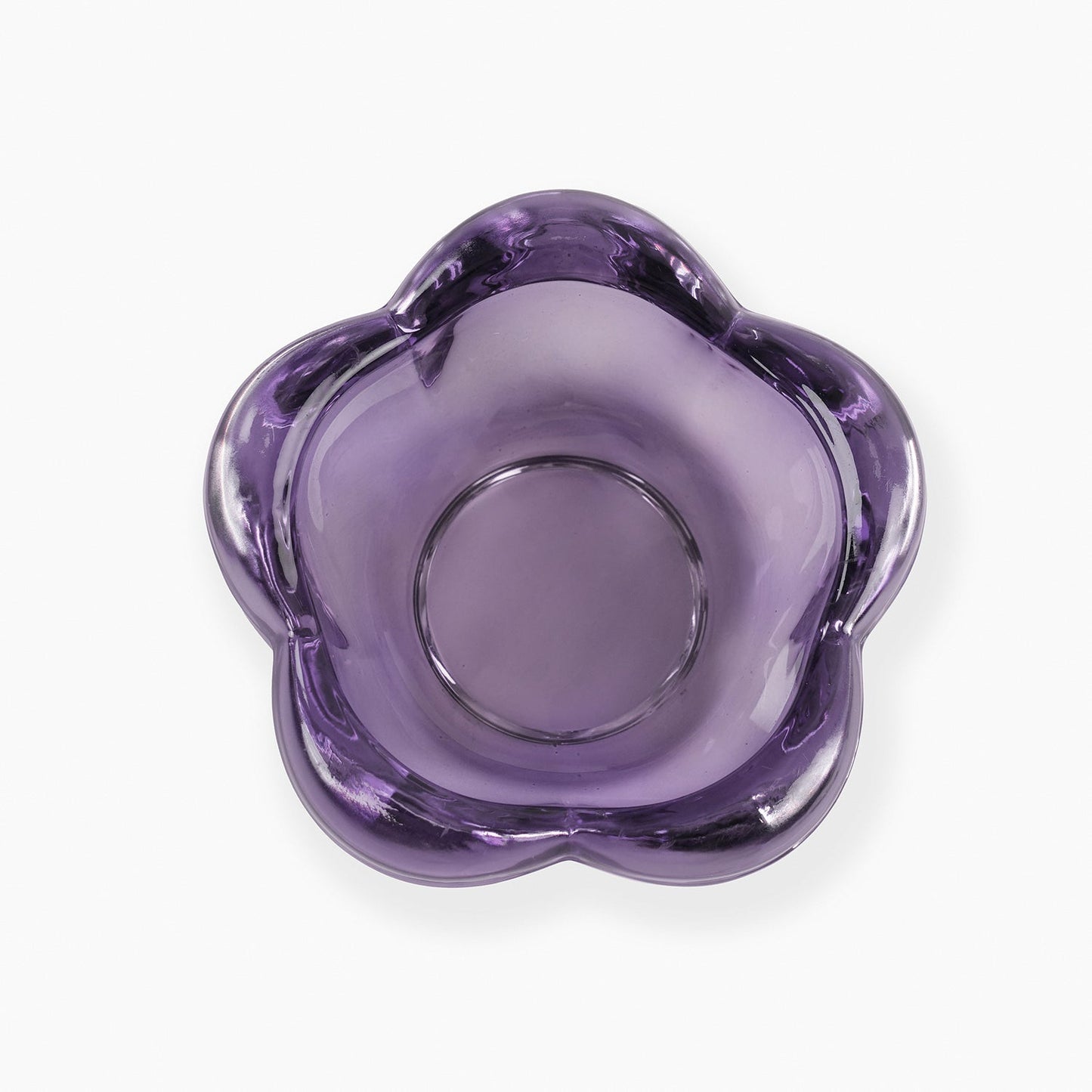 Set of 4 Purple Glass Flower Shaped Tealight Holders