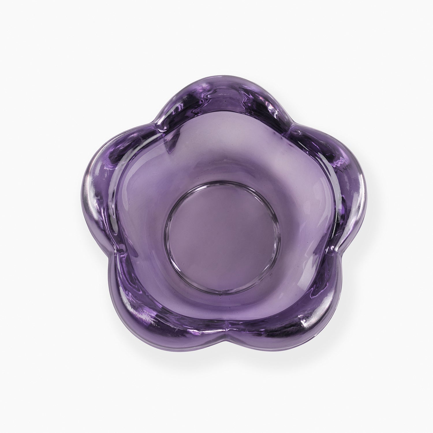 Set of 4 Purple Glass Flower Shaped Tealight Holders