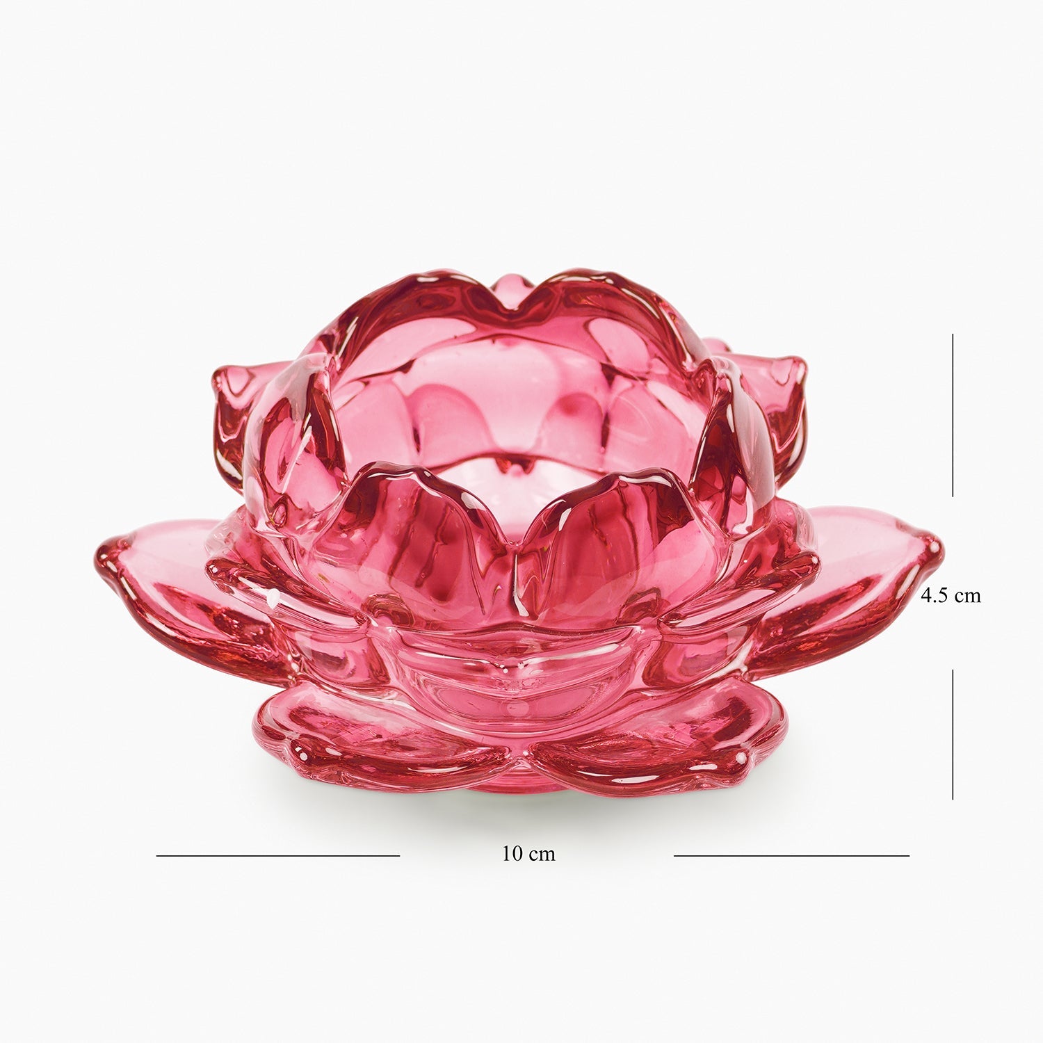 Set of 3 Pink Glass Lotus Shaped Tealight Holders