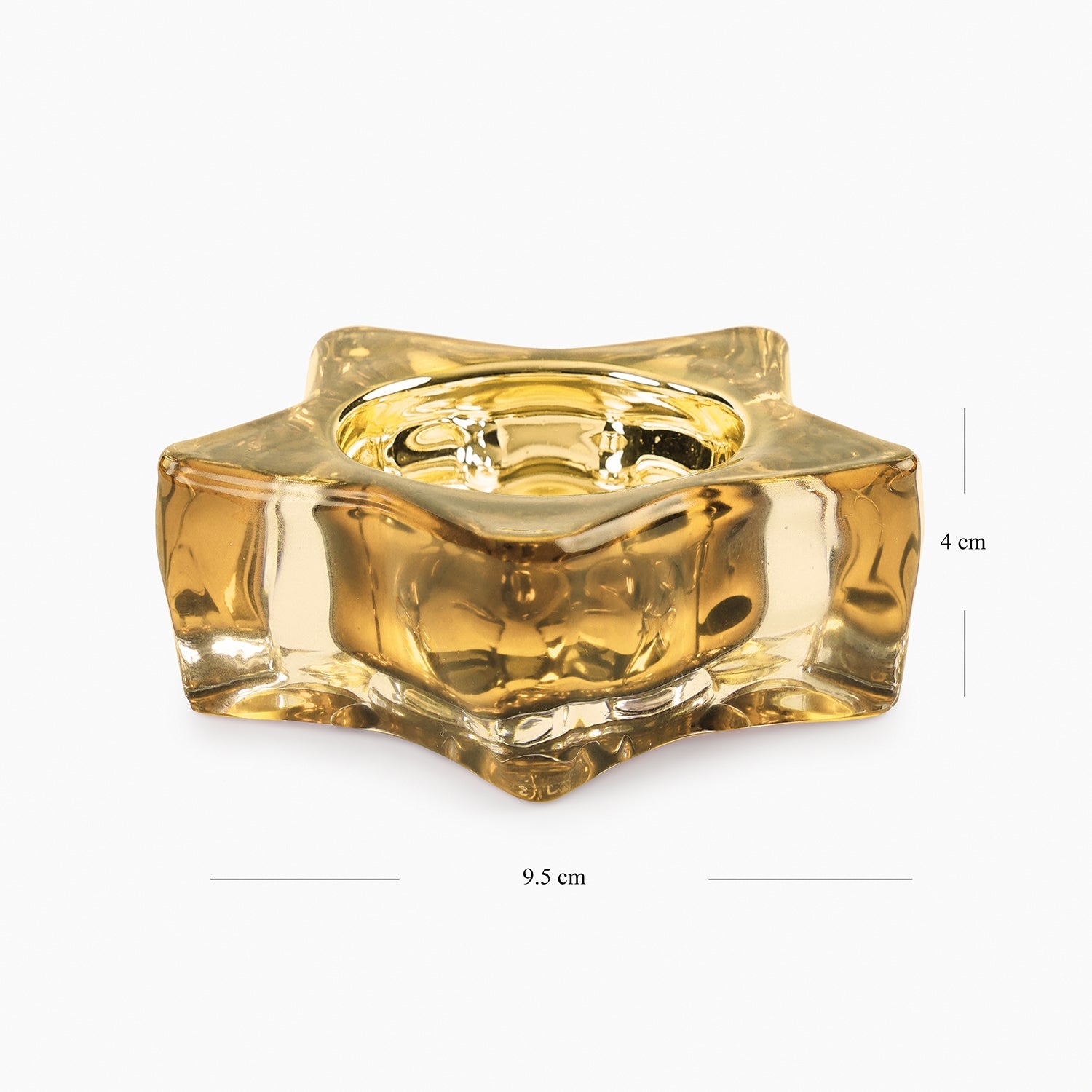 Set of 2 Amber Glass Star Shaped Tealight Holders