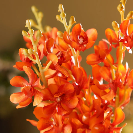 Dark Orange Vanda Orchid Artificial Stem - Single