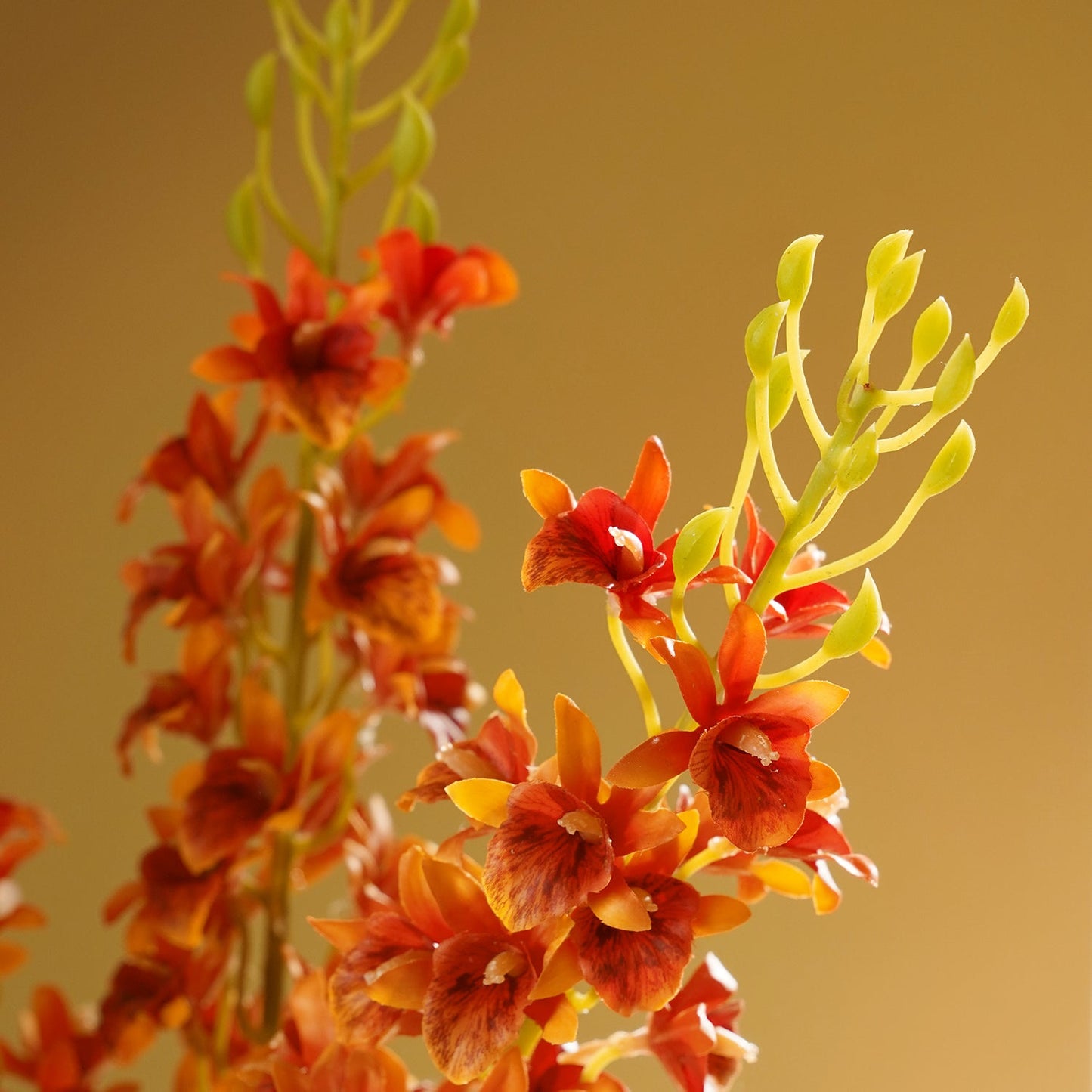 Dark Orange Artificial Orchid Stem - Single