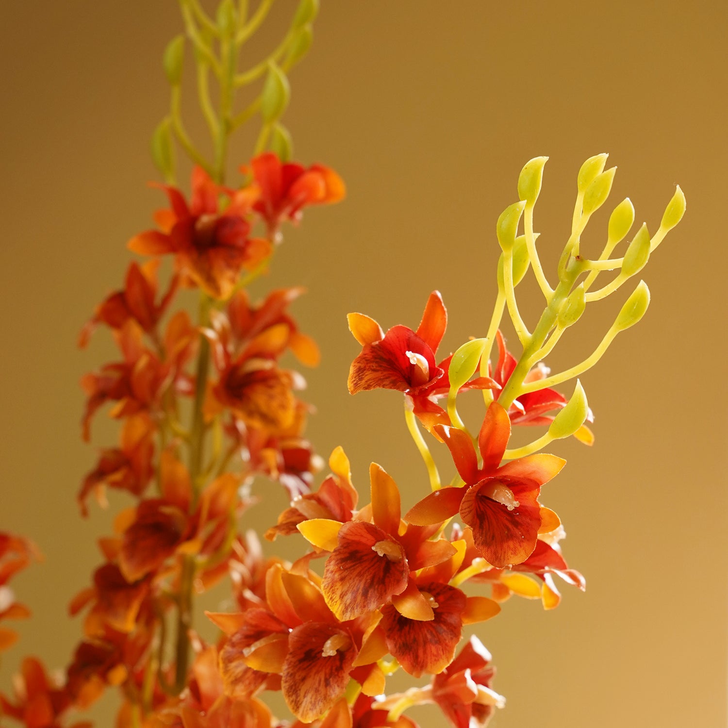 Dark Orange Artificial Orchid Stem - Single