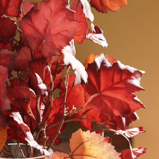 Dark Red Grape Leaf Artificial Stem Single