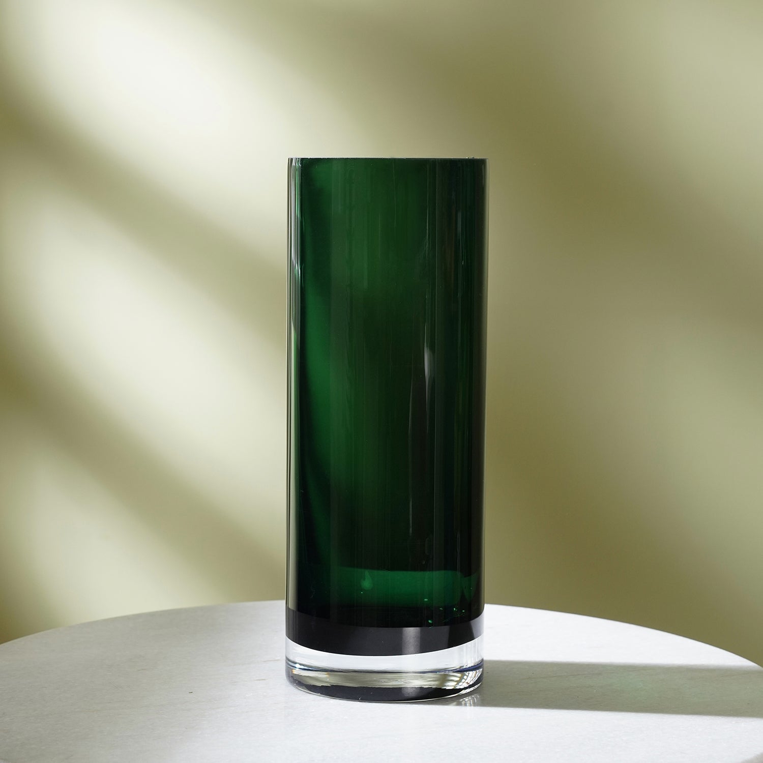 Green Cylindrical Straight Glass Vase - Medium
