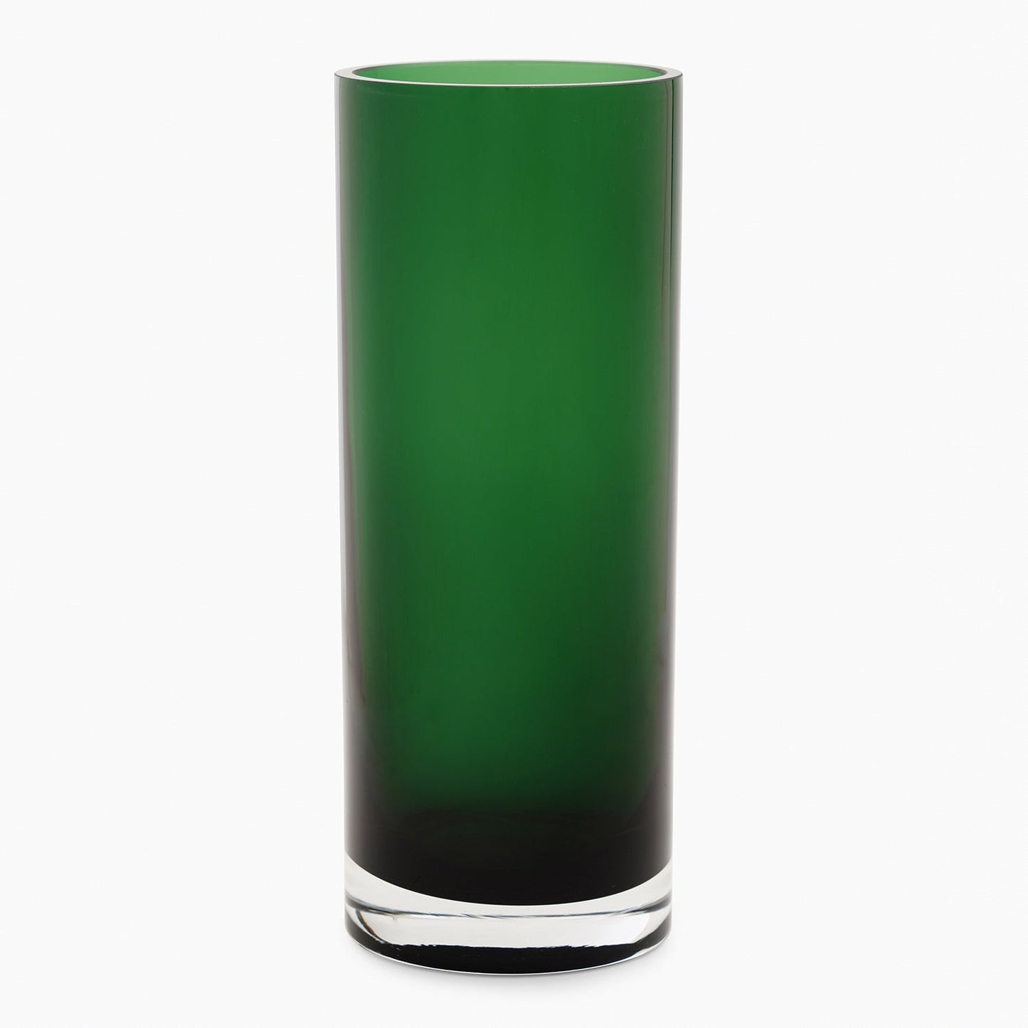 Green Cylindrical Straight Glass Vase - Medium