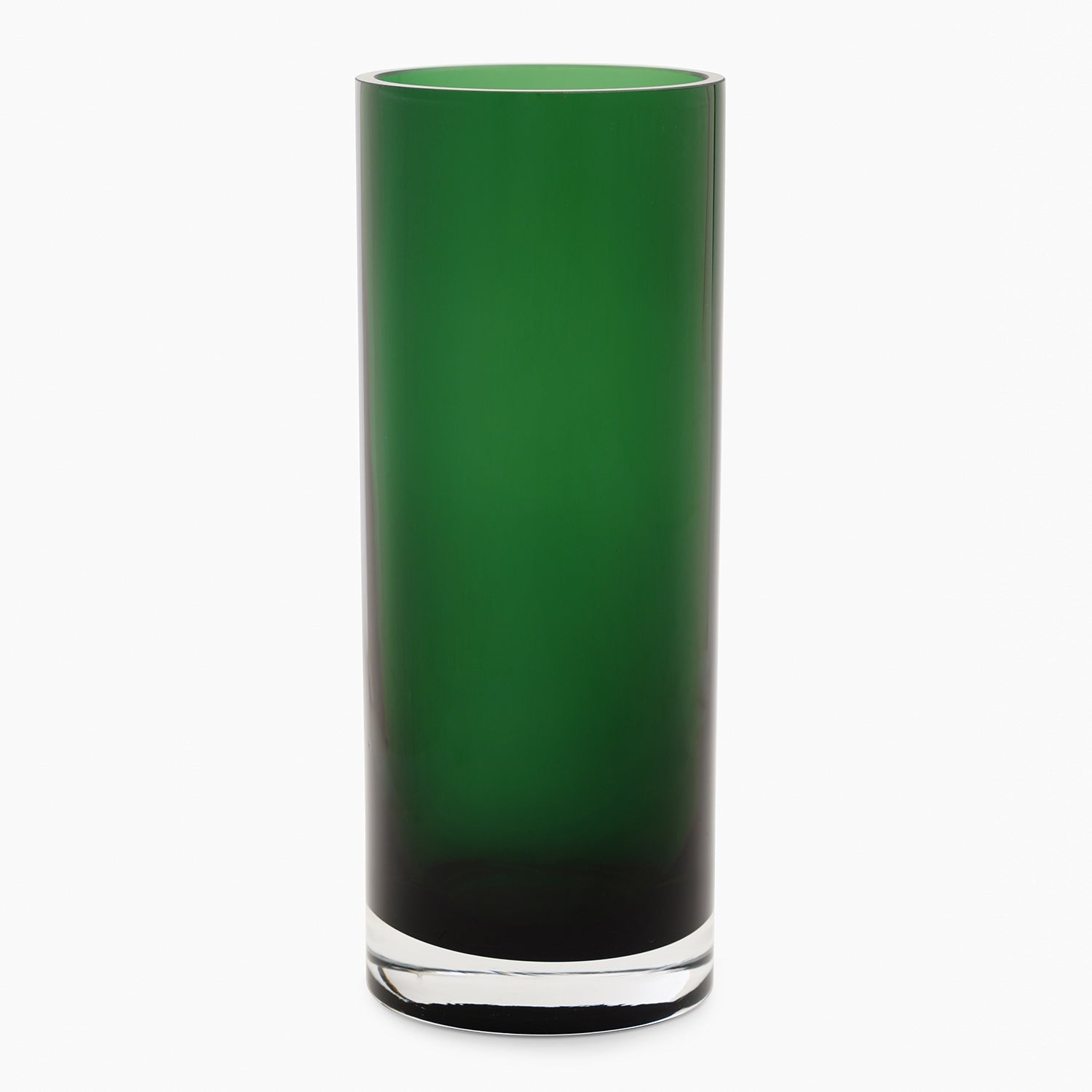 Green Cylindrical Straight Glass Vase - Medium