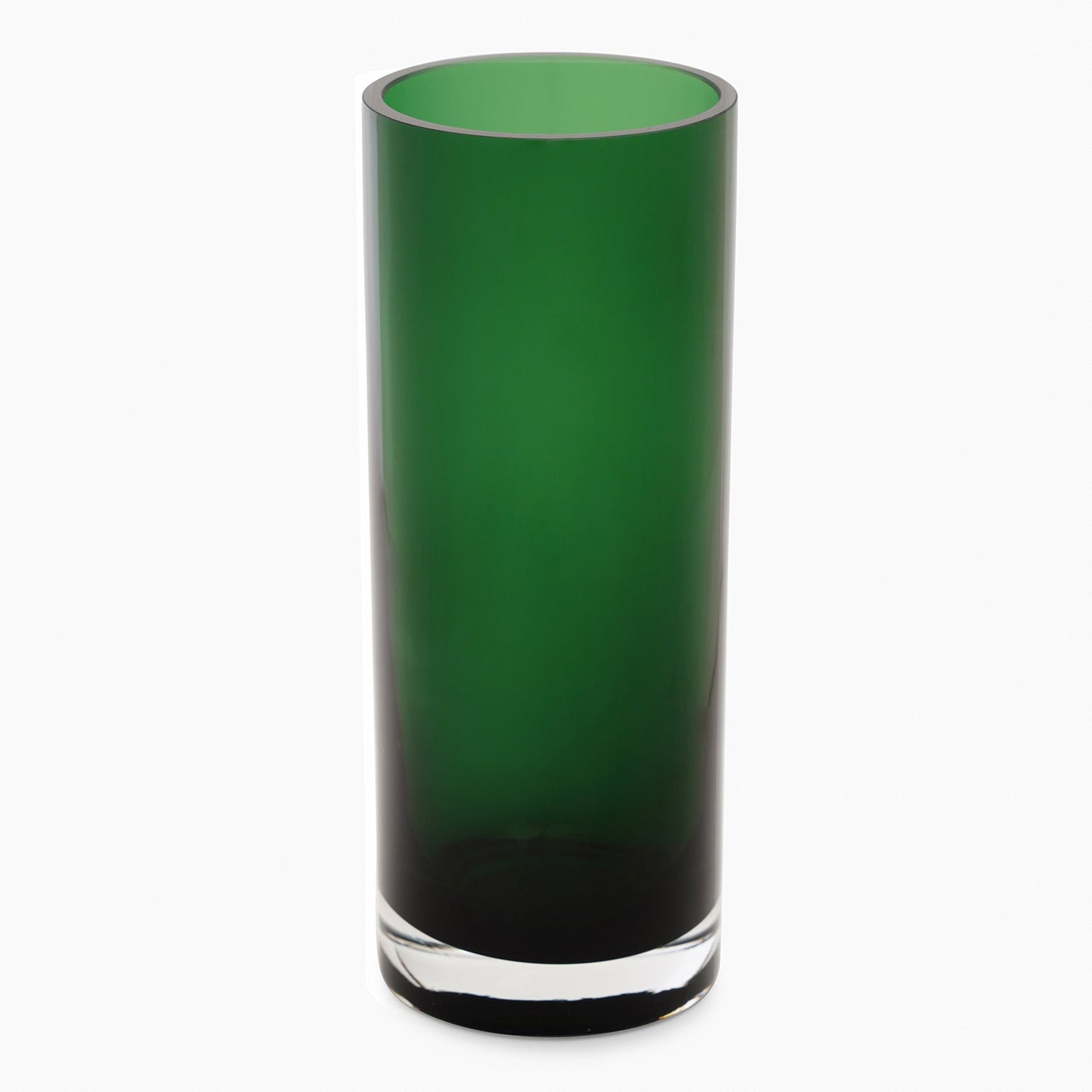 Green Cylindrical Straight Glass Vase - Medium