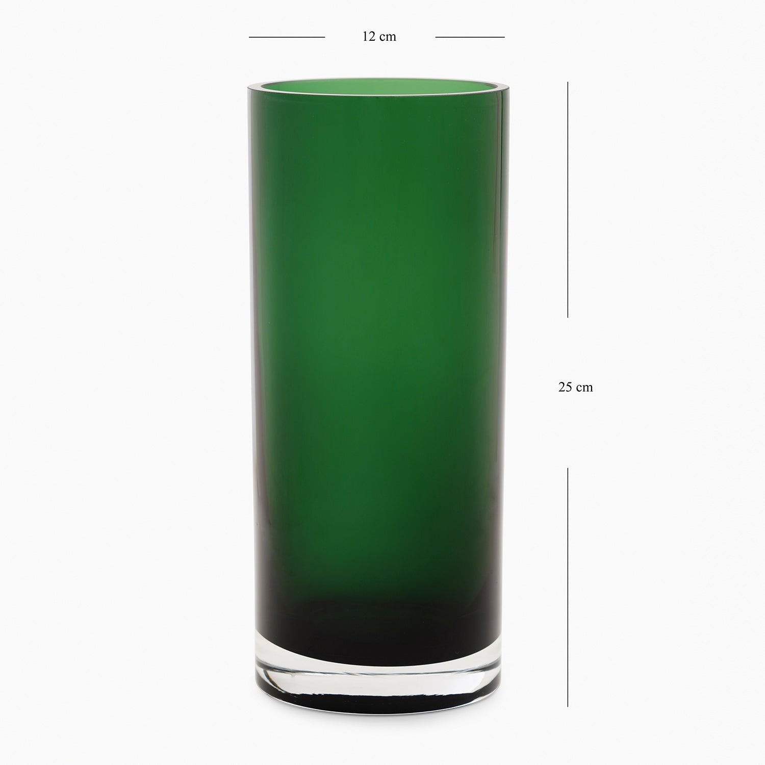 Green Cylindrical Straight Glass Vase - Medium