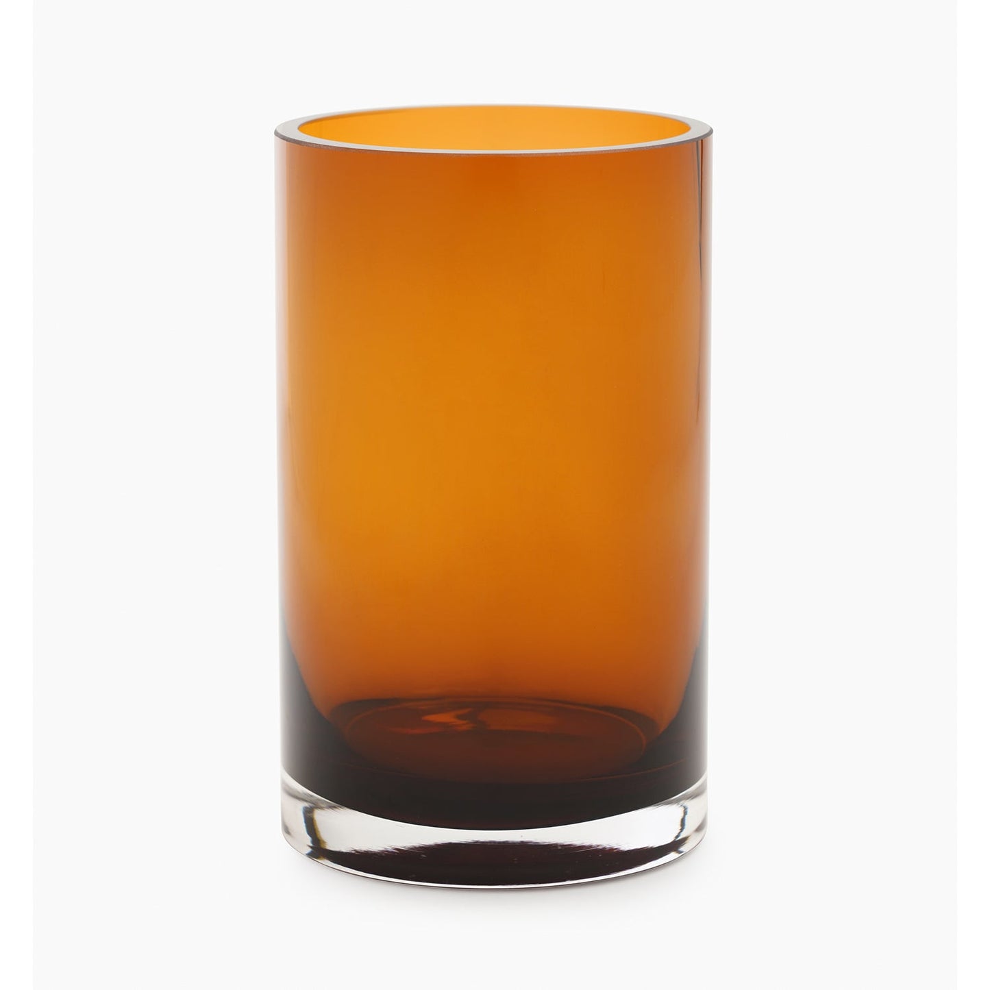 Dark Brown Cylindrical Straight Glass Vase - Small