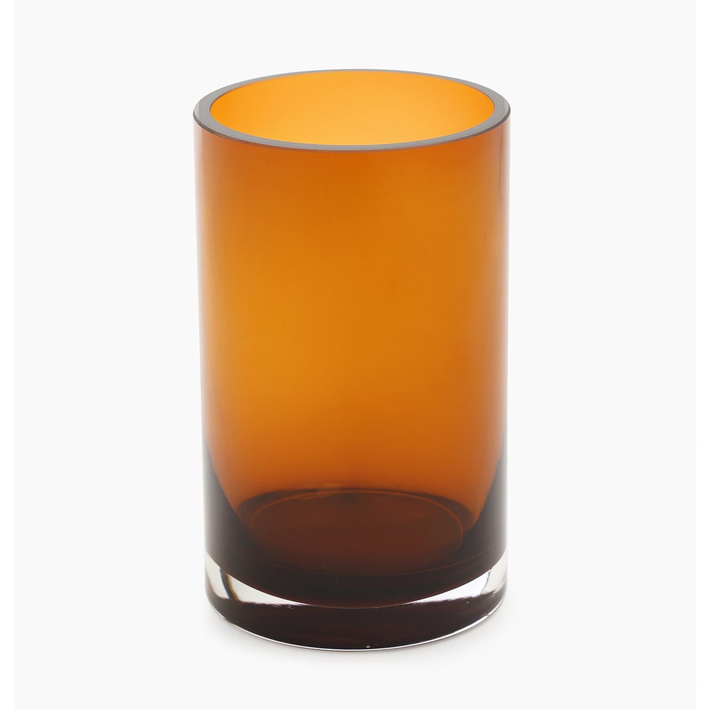 Dark Brown Cylindrical Straight Glass Vase - Small