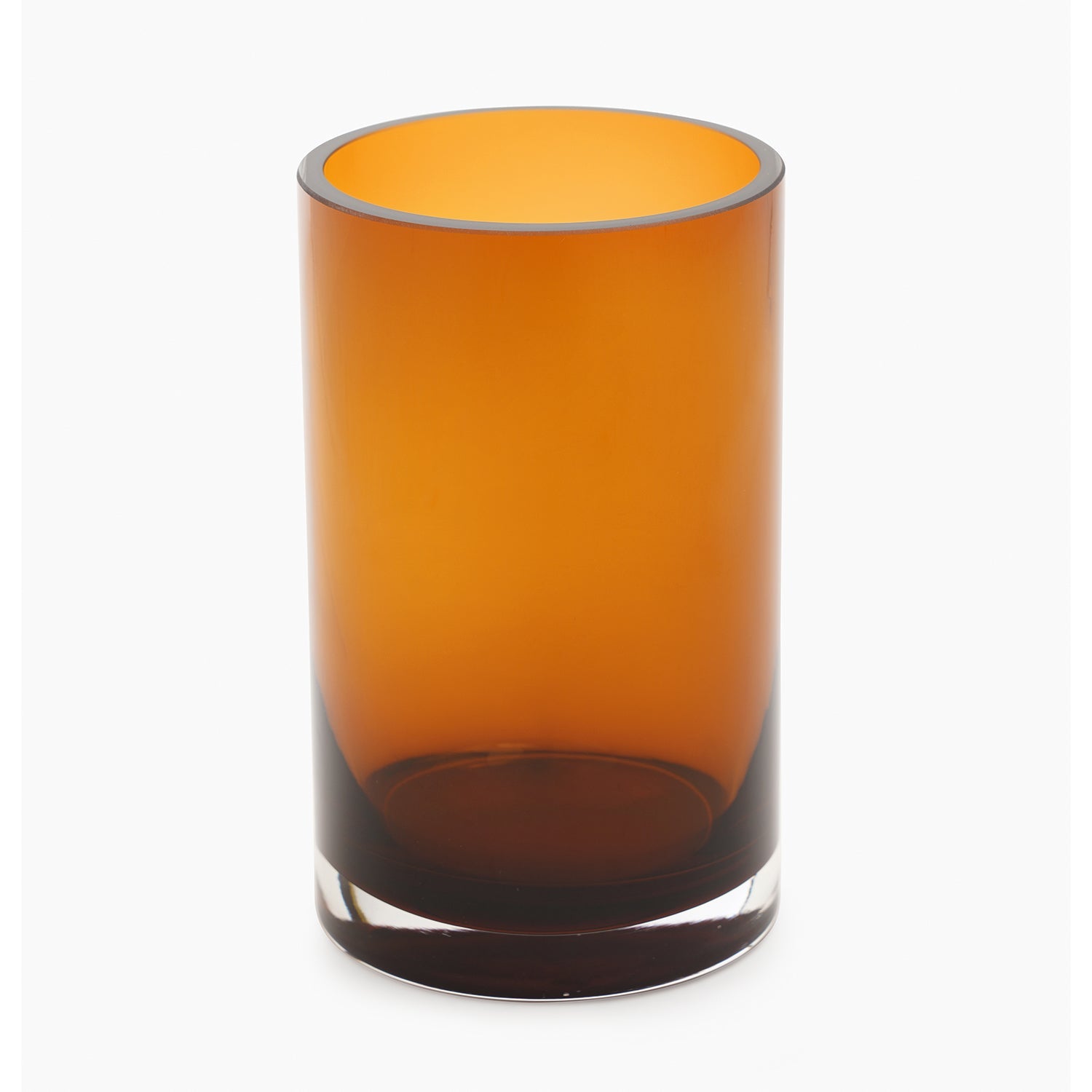 Dark Brown Cylindrical Straight Glass Vase - Small