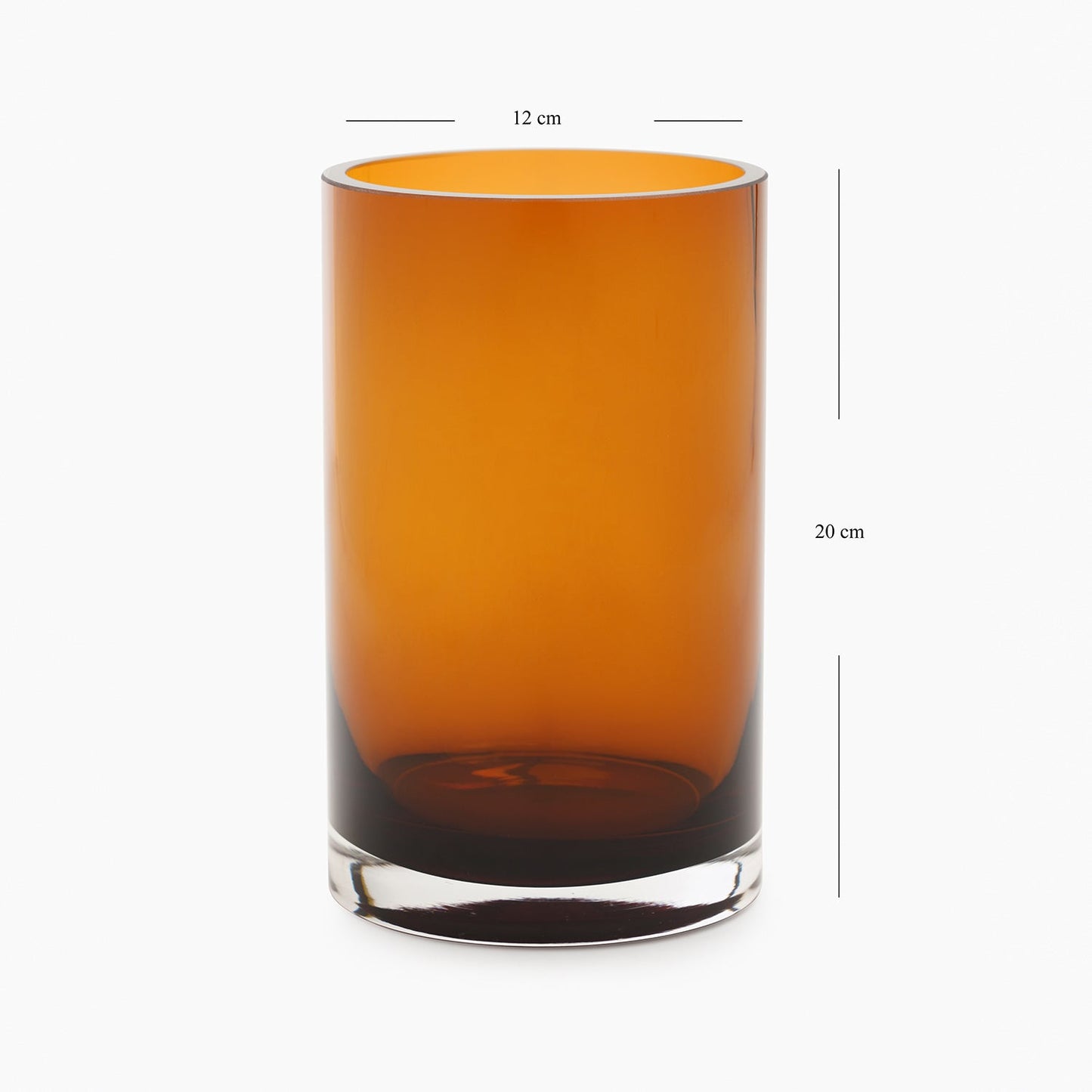 Dark Brown Cylindrical Straight Glass Vase - Small