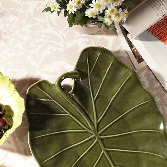 Green Saggitate Leaf Shaped Ceramic Platter