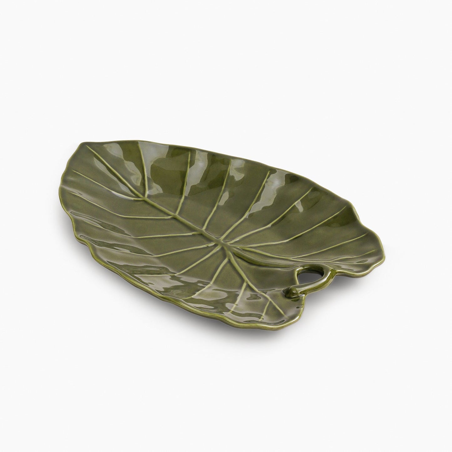 Green Saggitate Leaf Shaped Ceramic Platter