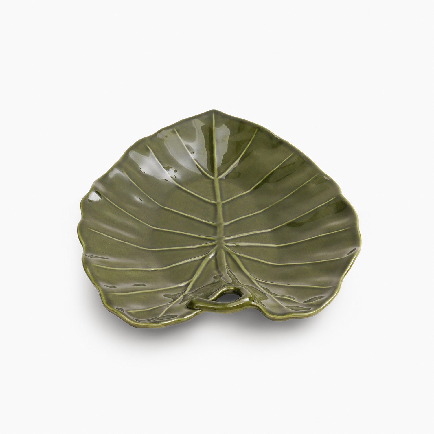 Green Saggitate Leaf Shaped Ceramic Platter