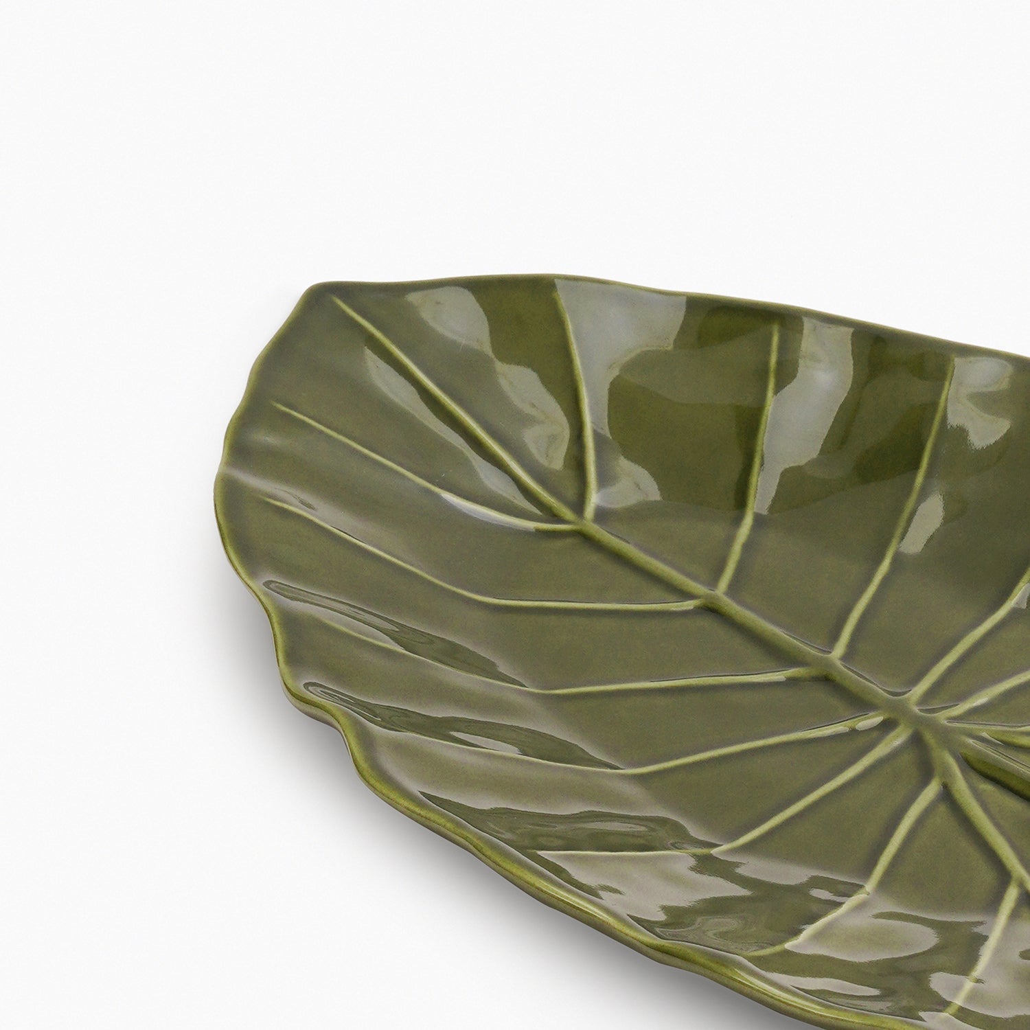 Green Saggitate Leaf Shaped Ceramic Platter