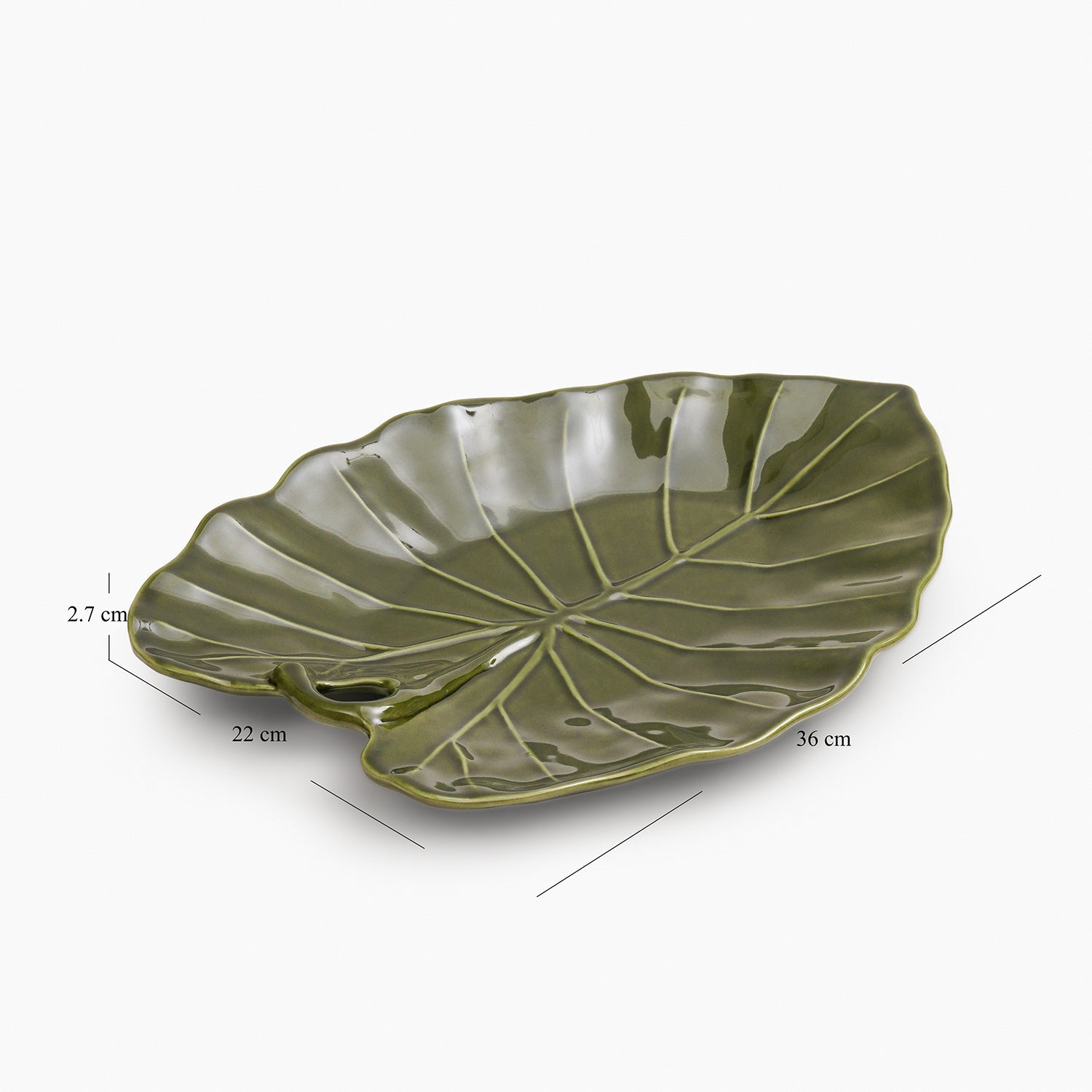 Green Saggitate Leaf Shaped Ceramic Platter