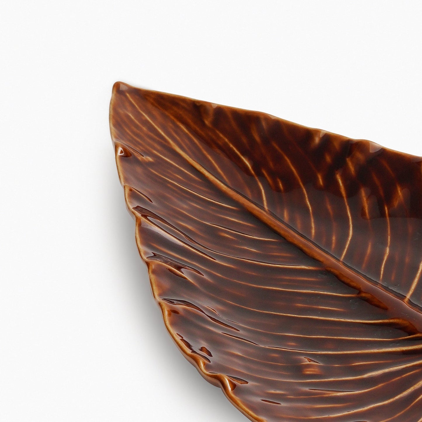 Brown Sunflower Leaf Shaped Ceramic Platter