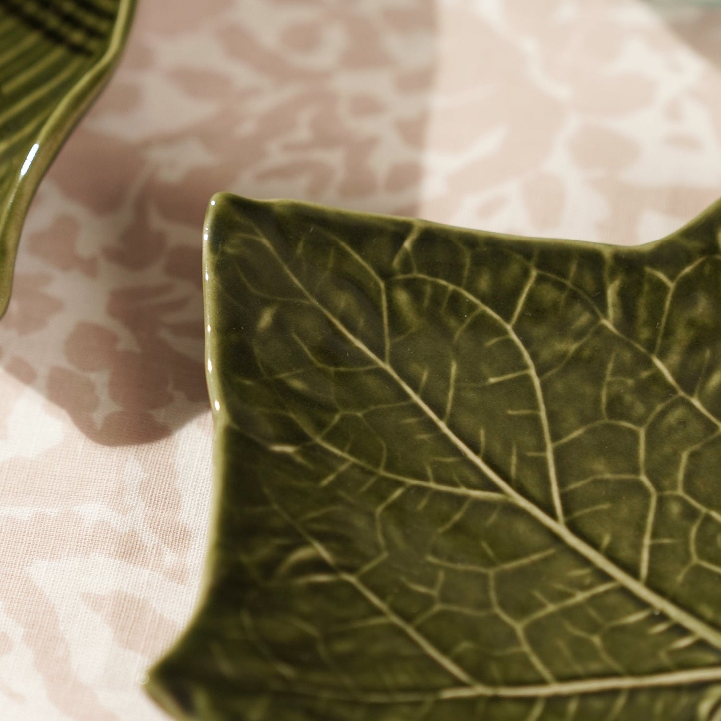 Green Maple Leaf Shaped Ceramic Platter