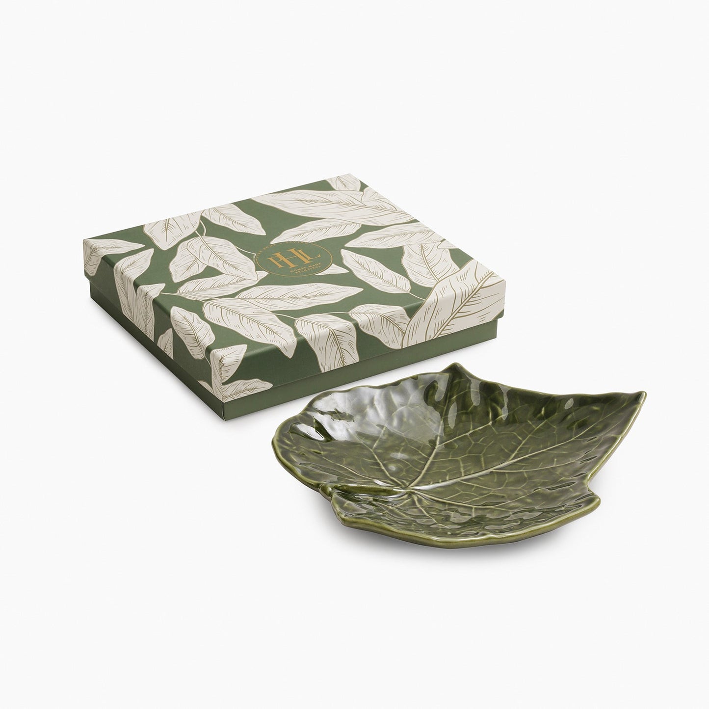 Green Maple Leaf Shaped Ceramic Platter