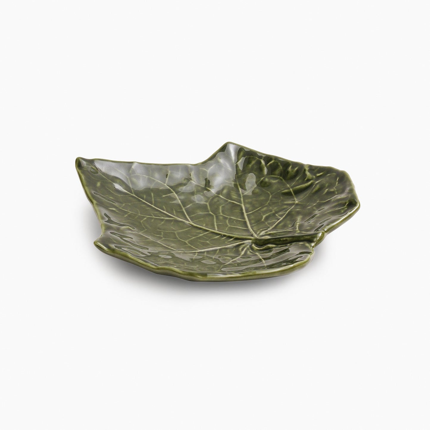 Green Maple Leaf Shaped Ceramic Platter