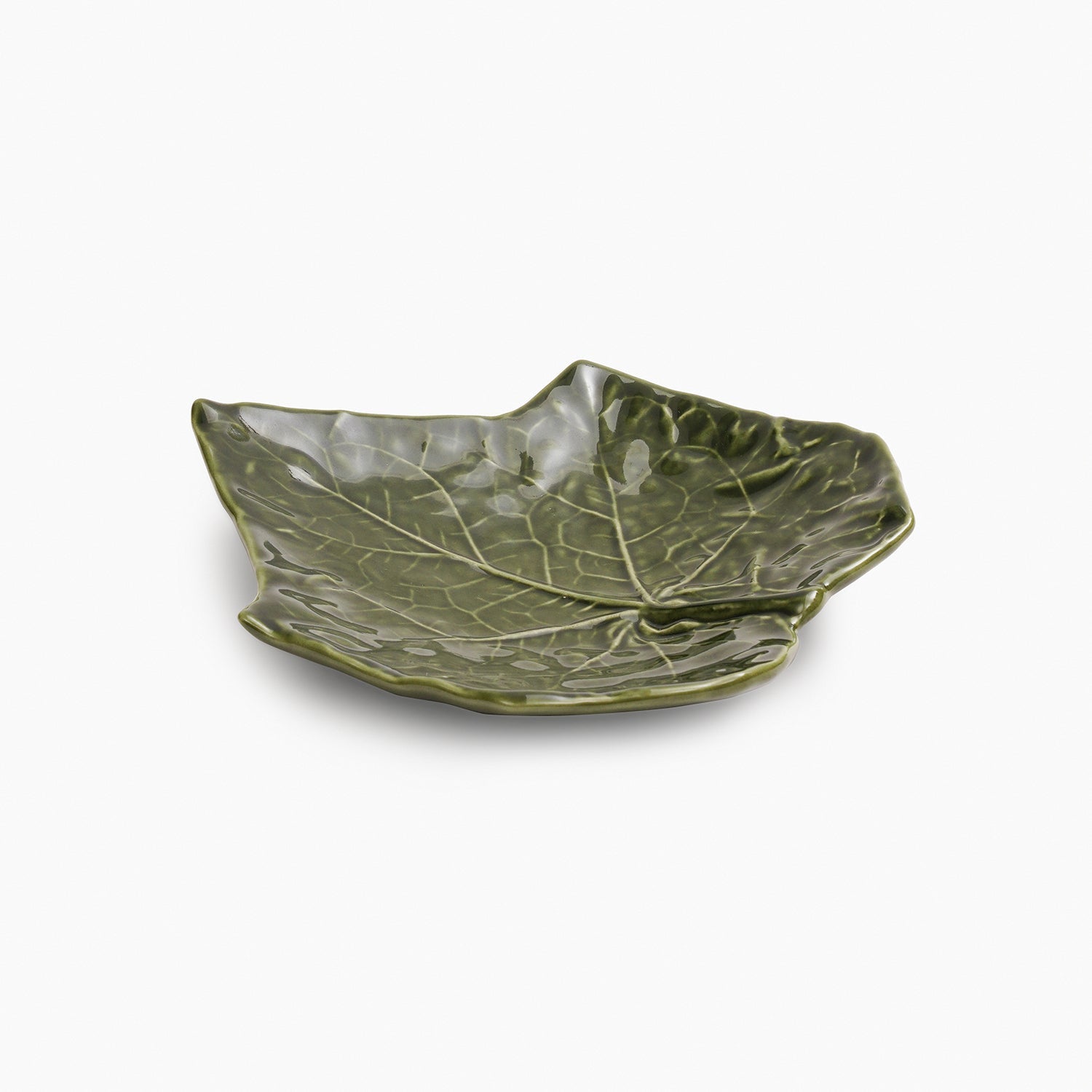 Green Maple Leaf Shaped Ceramic Platter