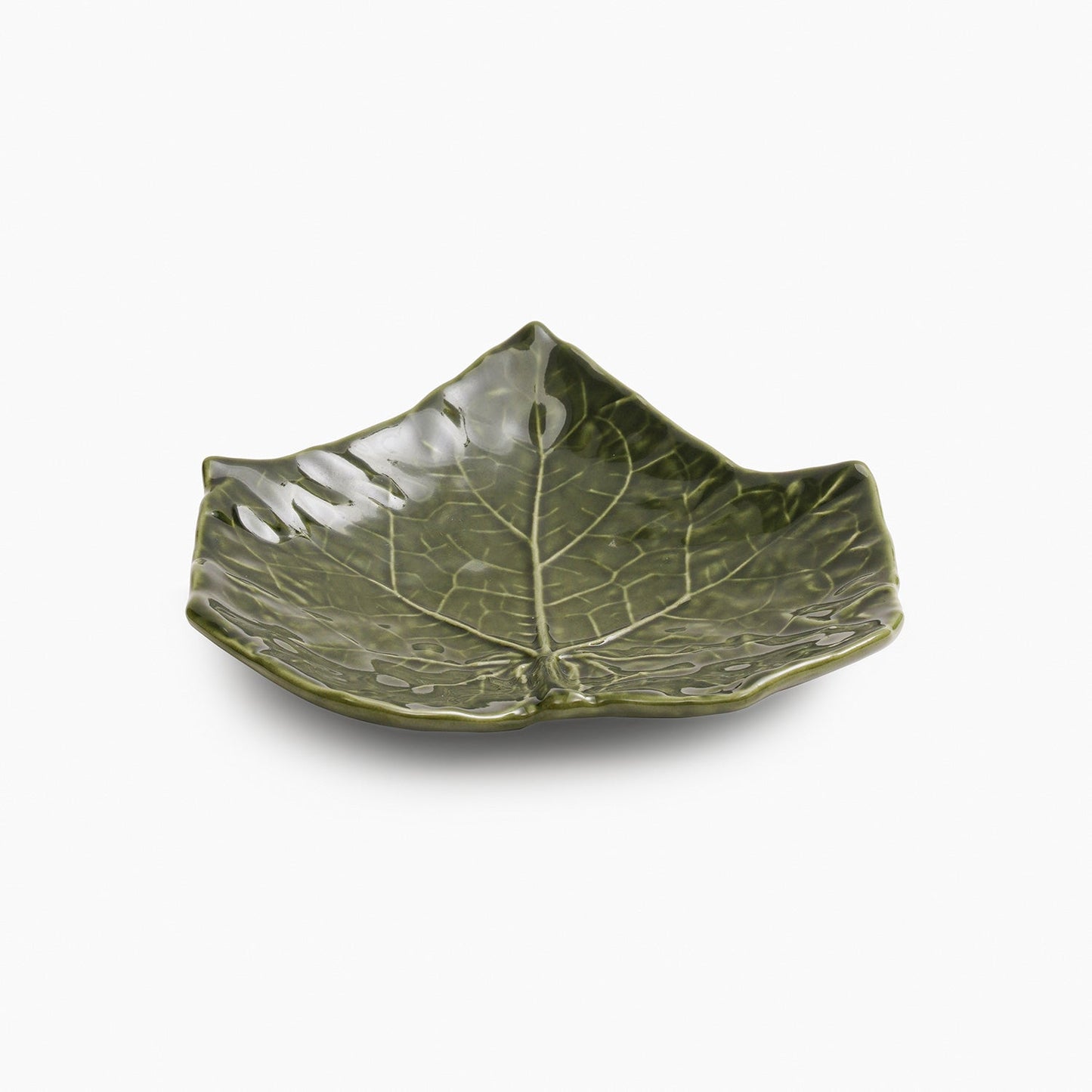 Green Maple Leaf Shaped Ceramic Platter