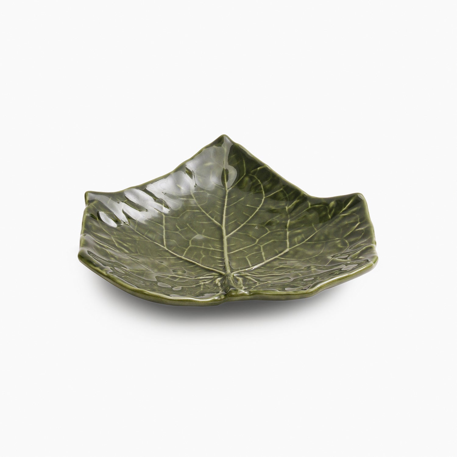 Green Maple Leaf Shaped Ceramic Platter