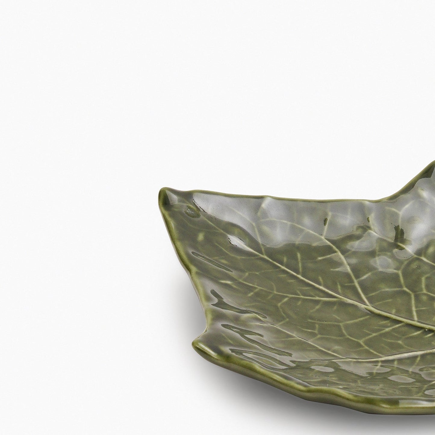 Green Maple Leaf Shaped Ceramic Platter
