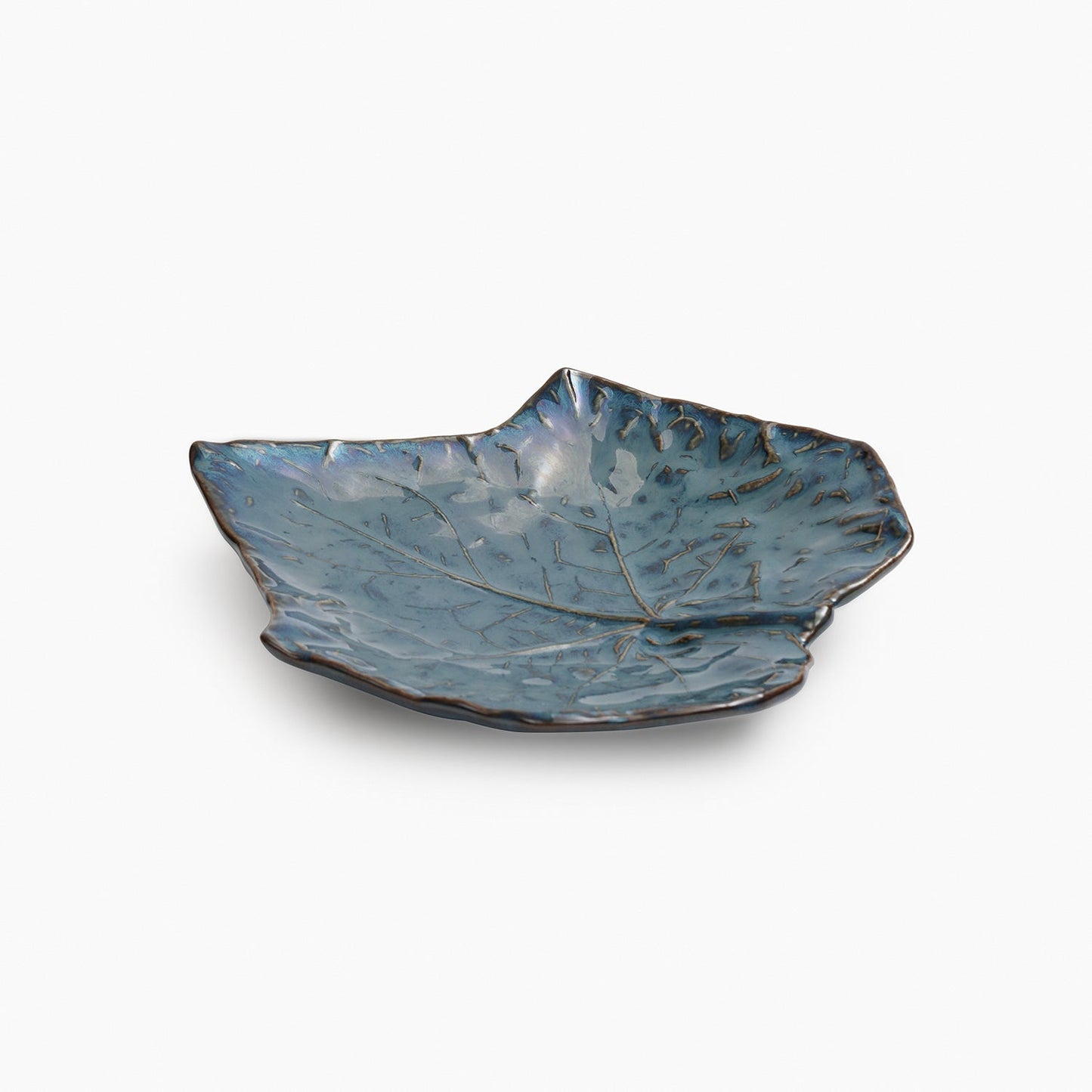 Blue Leaf Shaped Ceramic Platter