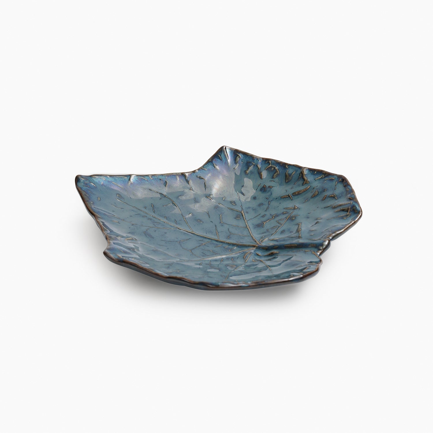 Blue Leaf Shaped Ceramic Platter