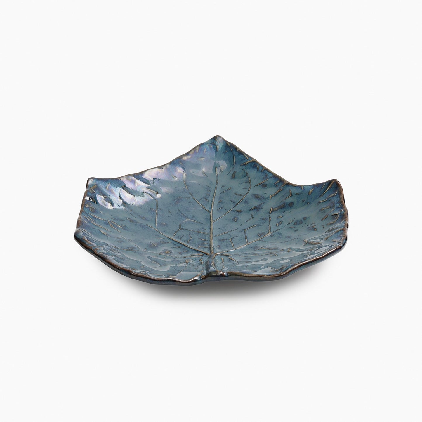 Blue Leaf Shaped Ceramic Platter