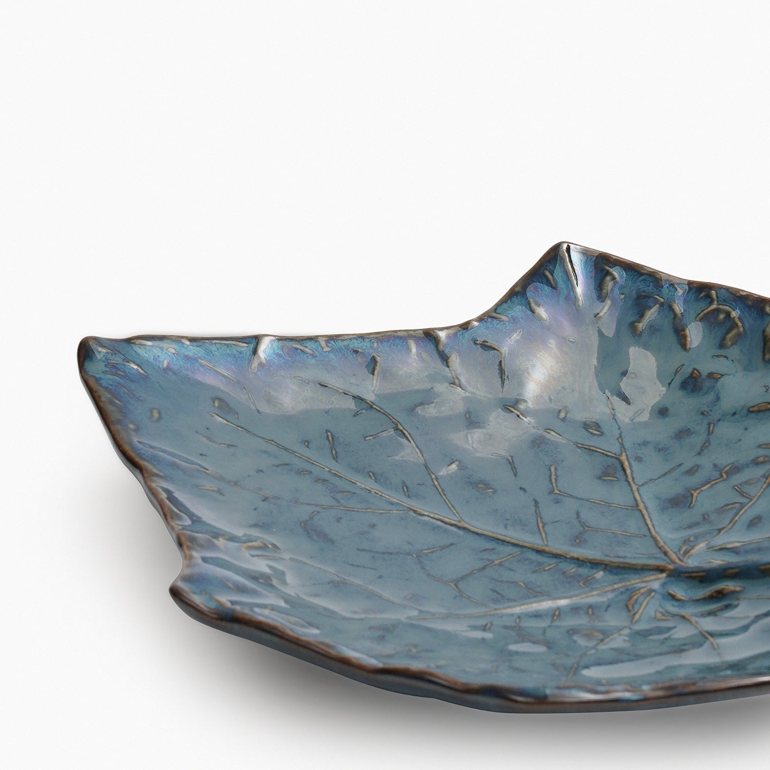 Blue Leaf Shaped Ceramic Platter