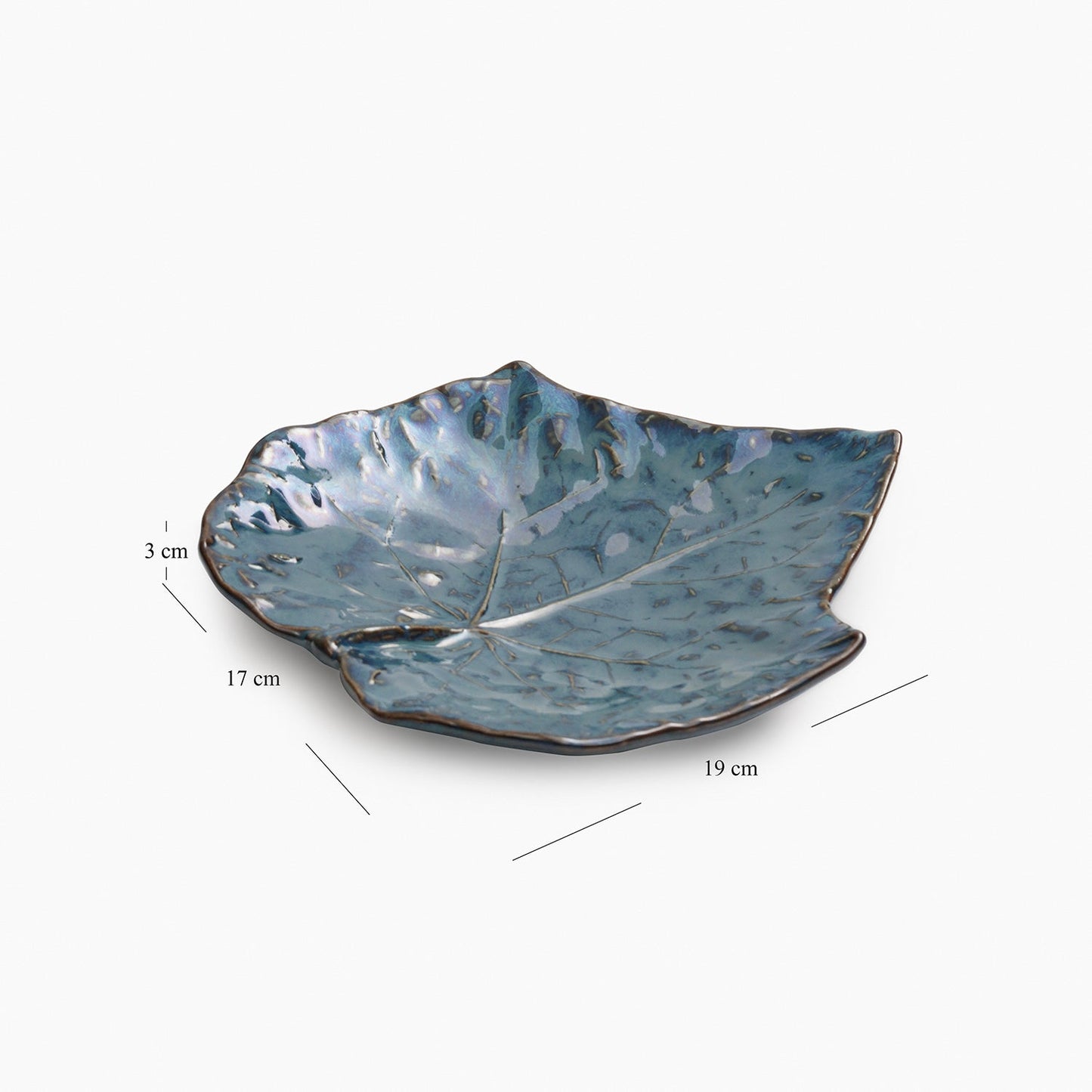 Blue Leaf Shaped Ceramic Platter