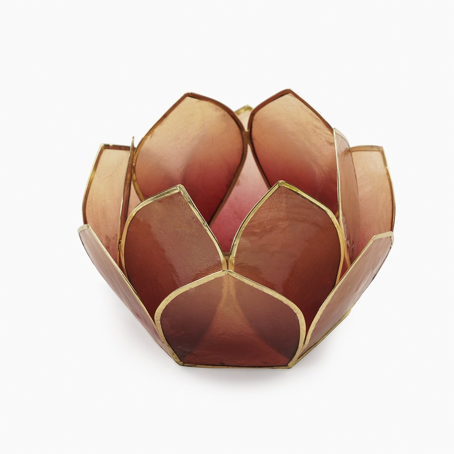 Burgundy & Gold Ombre 12 Petals Capiz Tealight Holder