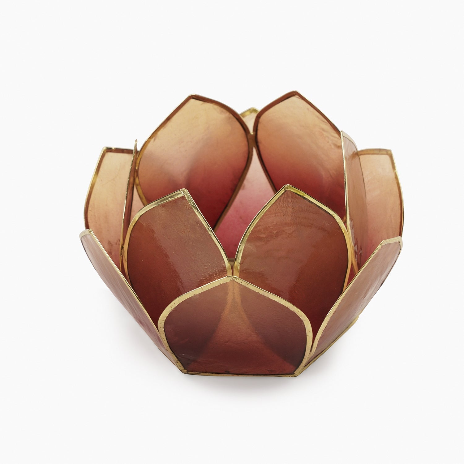 Burgundy & Gold Ombre 12 Petals Capiz Tealight Holder