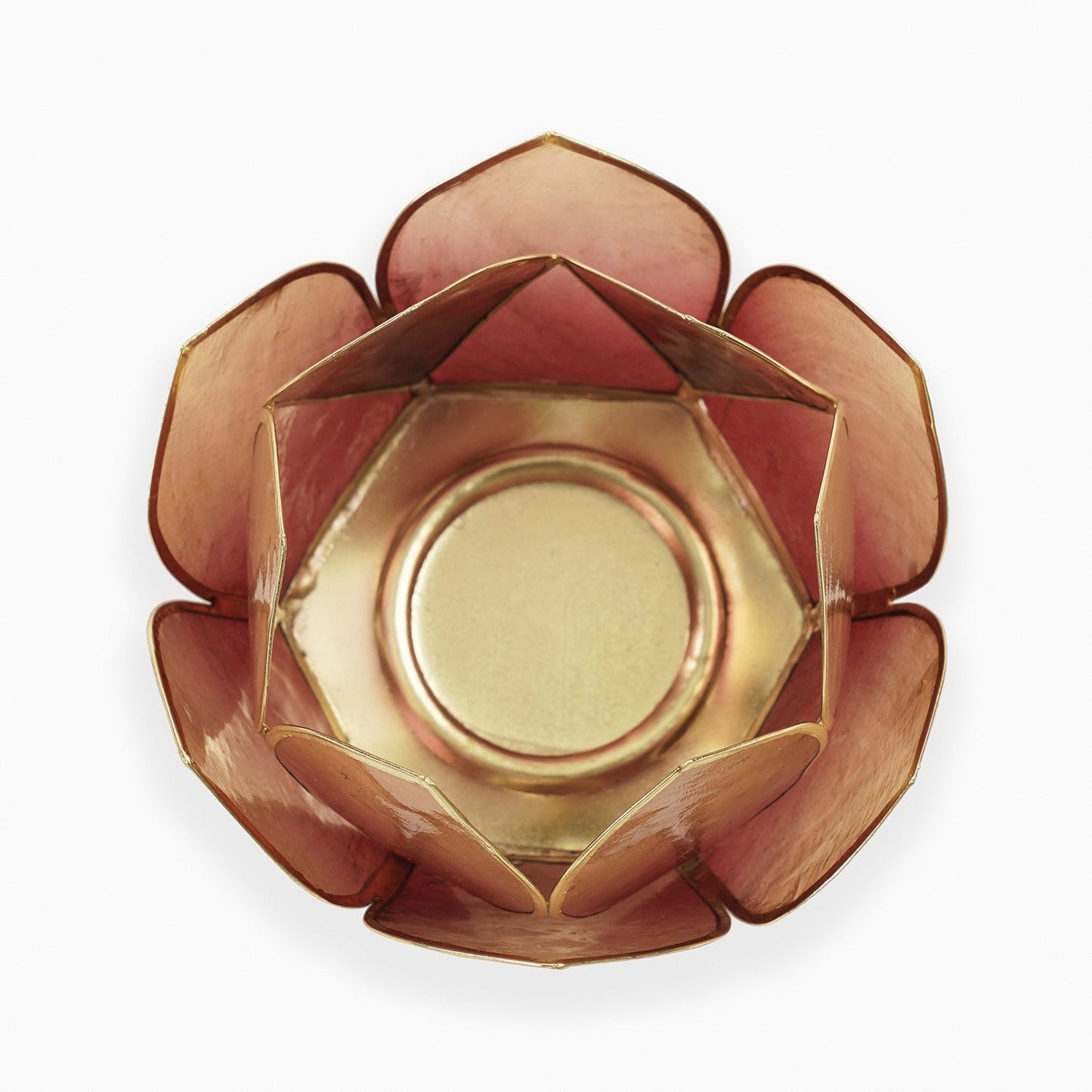 Burgundy & Gold Ombre 12 Petals Capiz Tealight Holder