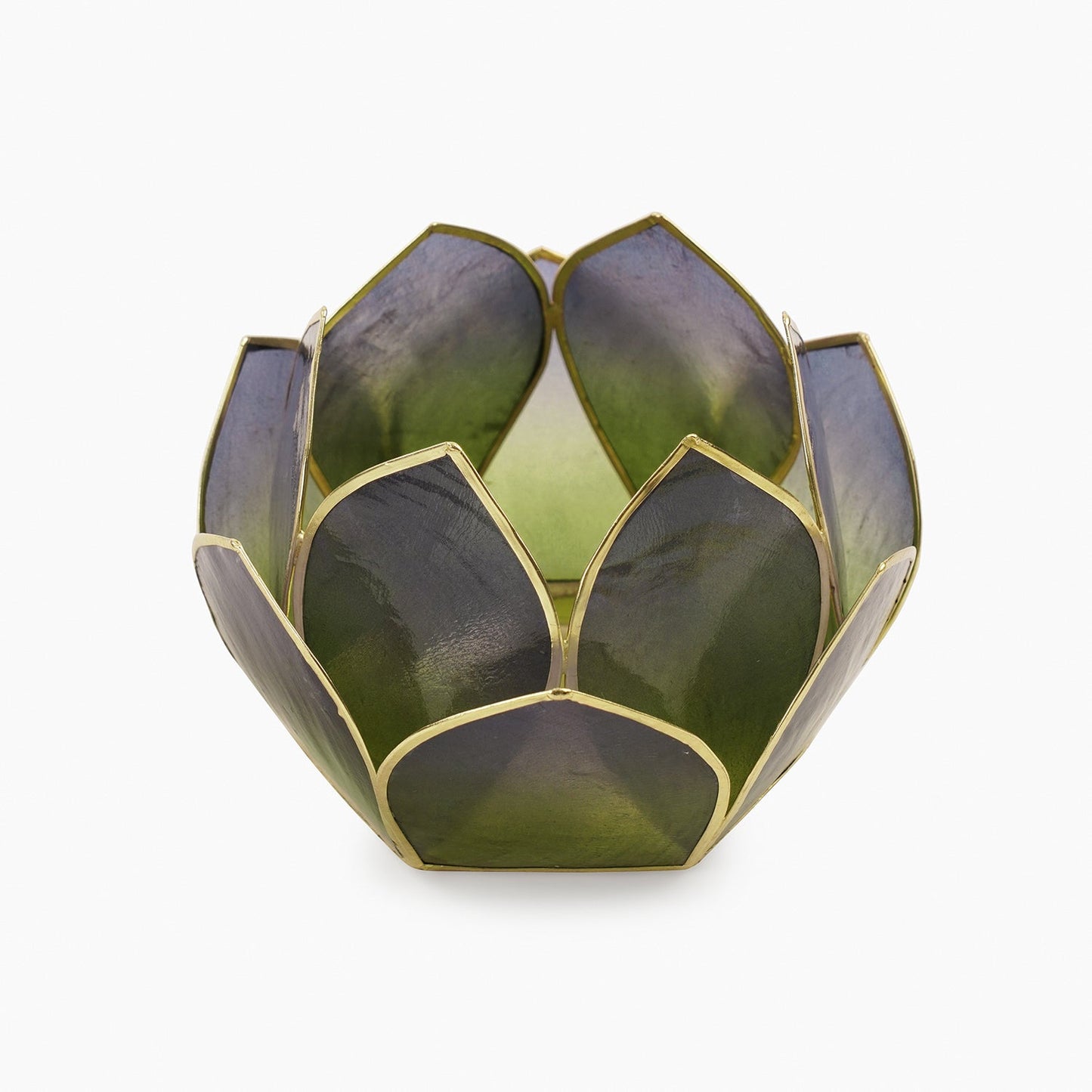 Green & Blue Ombre 12 Petals Capiz Tealight Holder