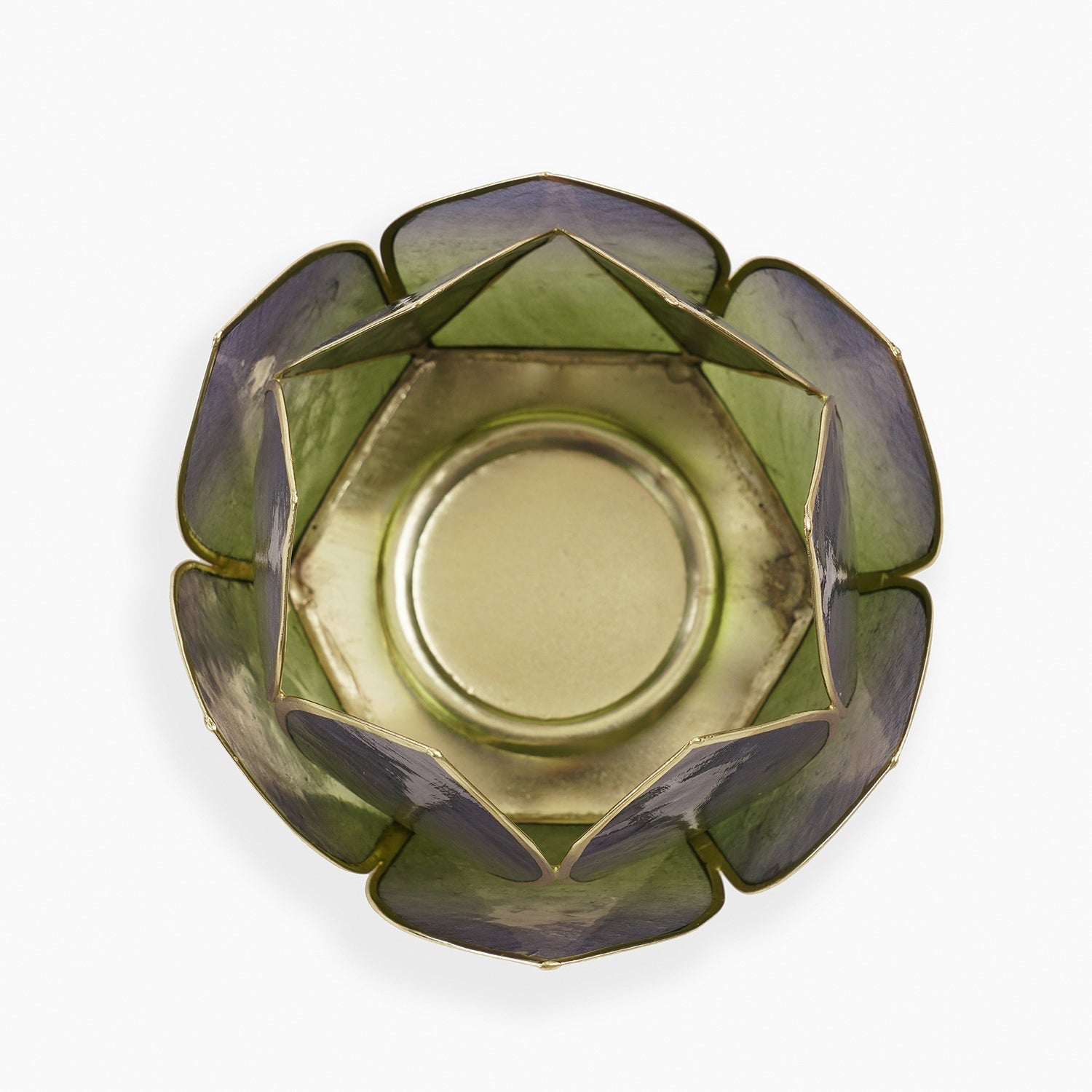 Green & Blue Ombre 12 Petals Capiz Tealight Holder