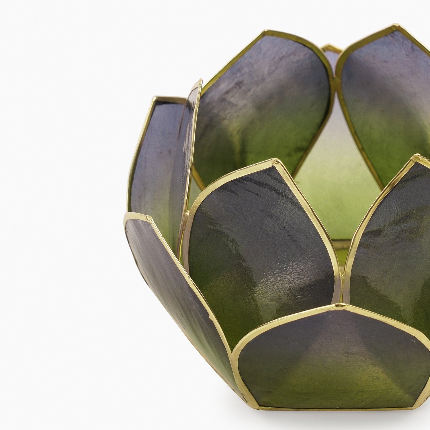 Green & Blue Ombre 12 Petals Capiz Tealight Holder