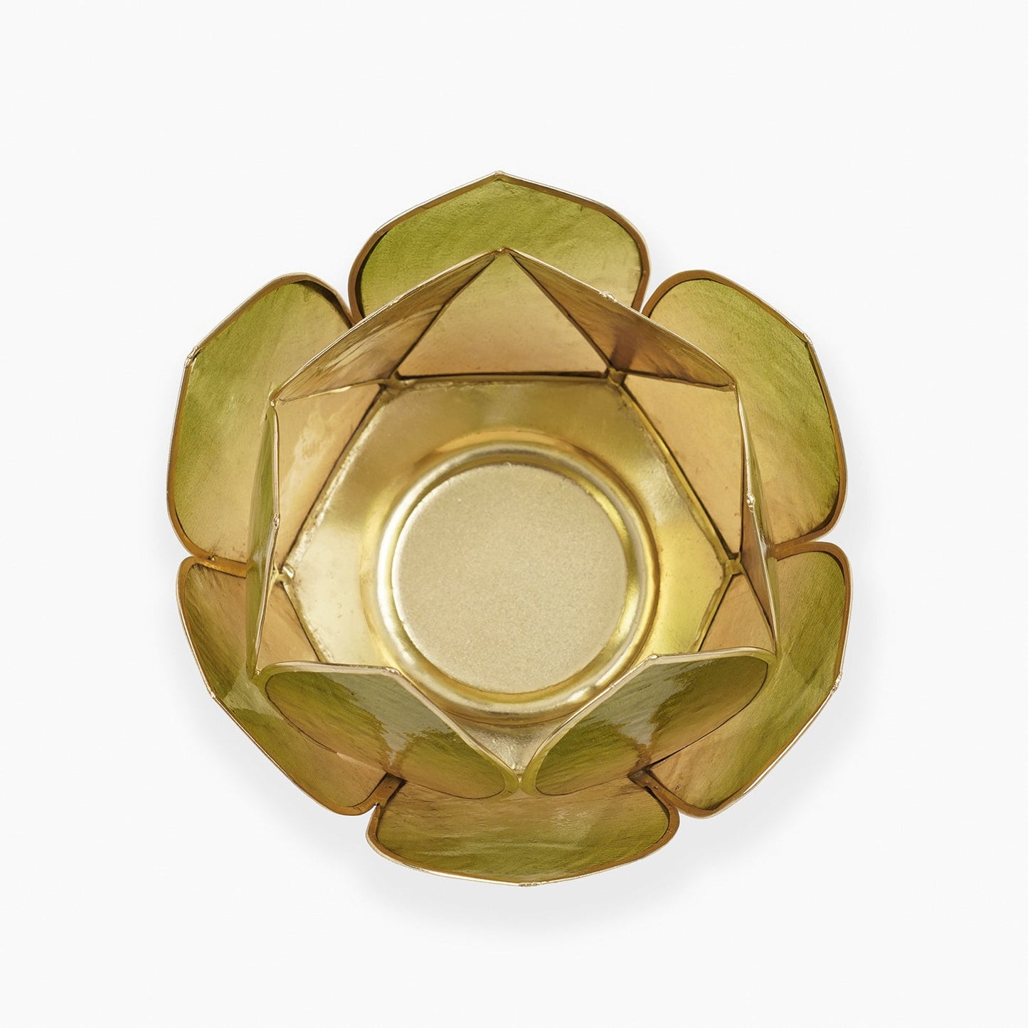 Amber & Green Ombre 12 Petals Capiz Tealight Holder
