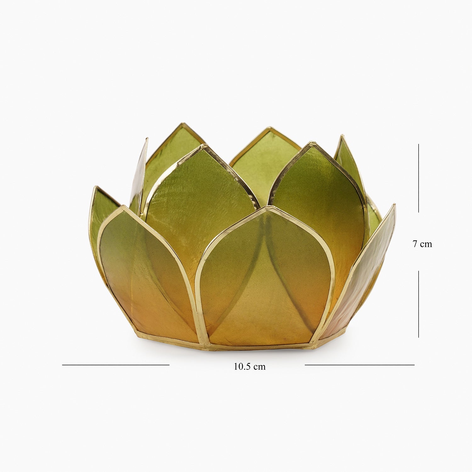 Amber & Green Ombre 12 Petals Capiz Tealight Holder