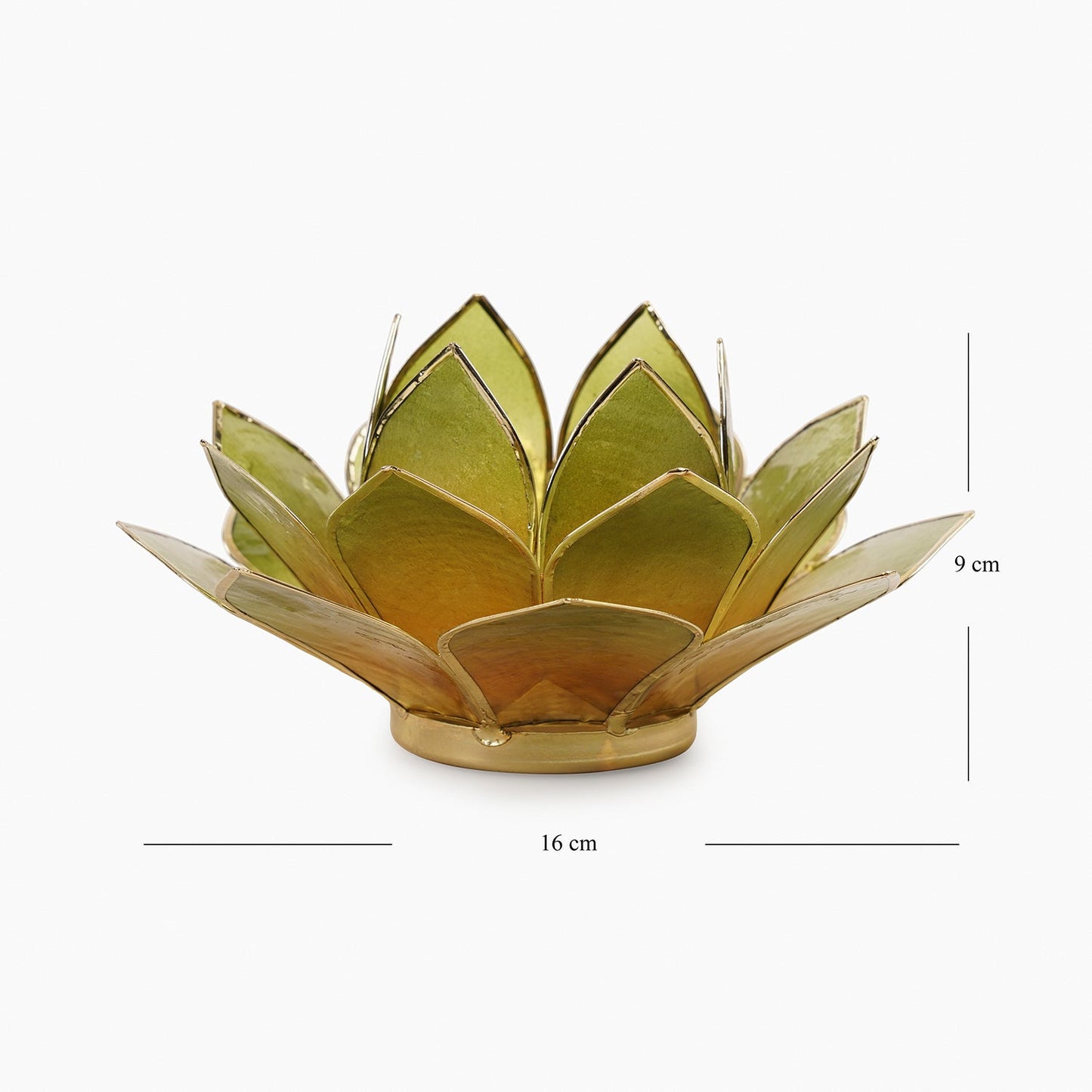 Amber & Green Ombre 22 Petals Capiz Tealight Holder