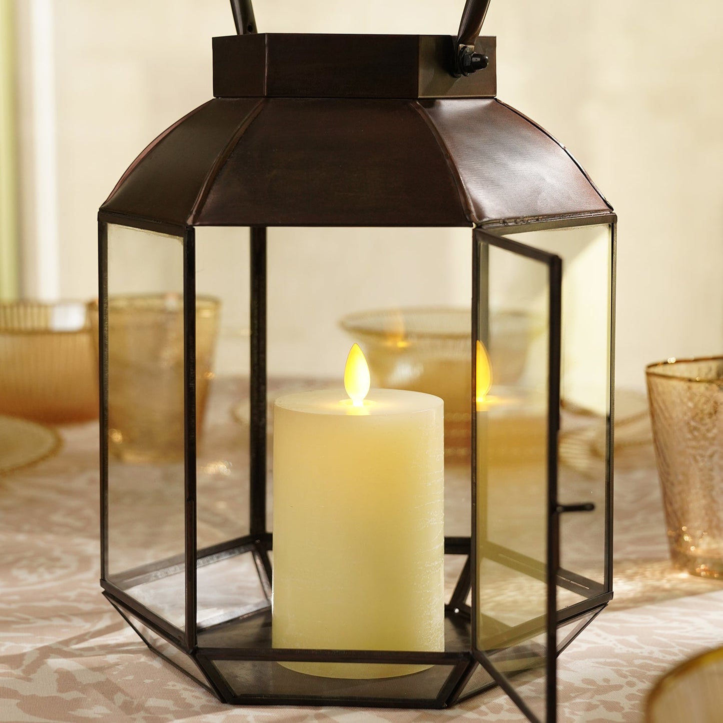 Grey LED Flickering Flame Candle - Large